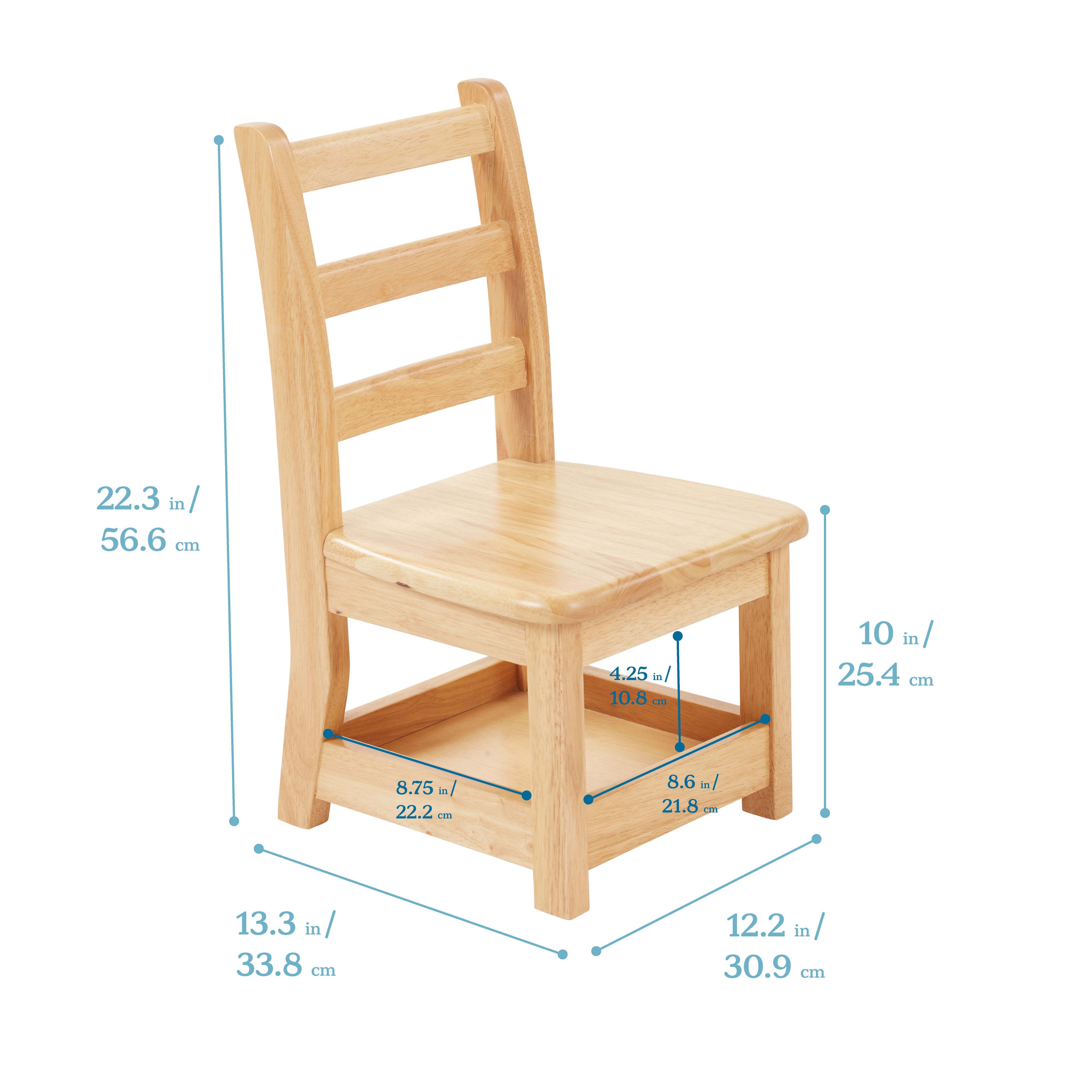 Three-Rung Ladderback Chair with Storage, 2-Pack