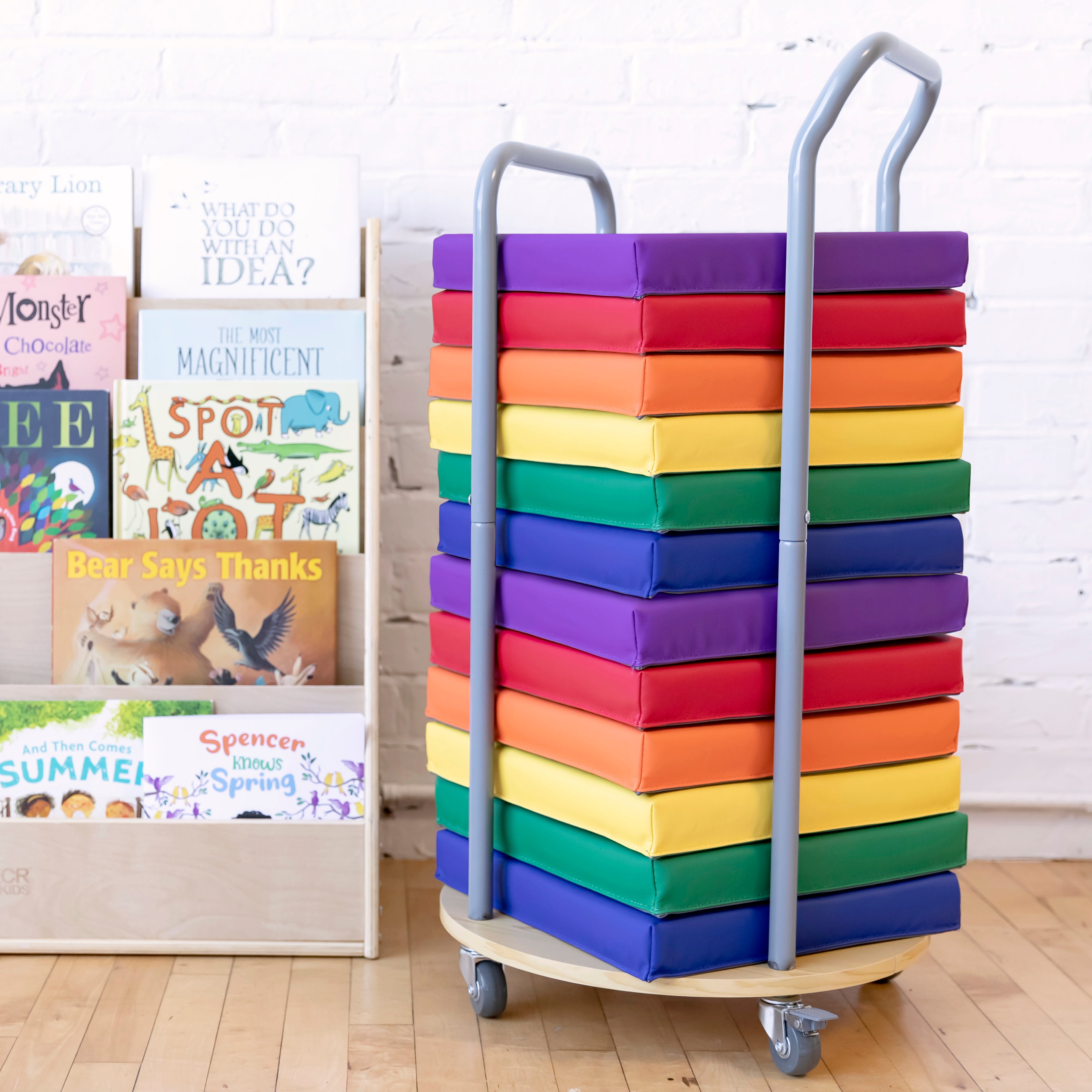 Floor Cushion Mobile Storage Cart with Swivel Casters
