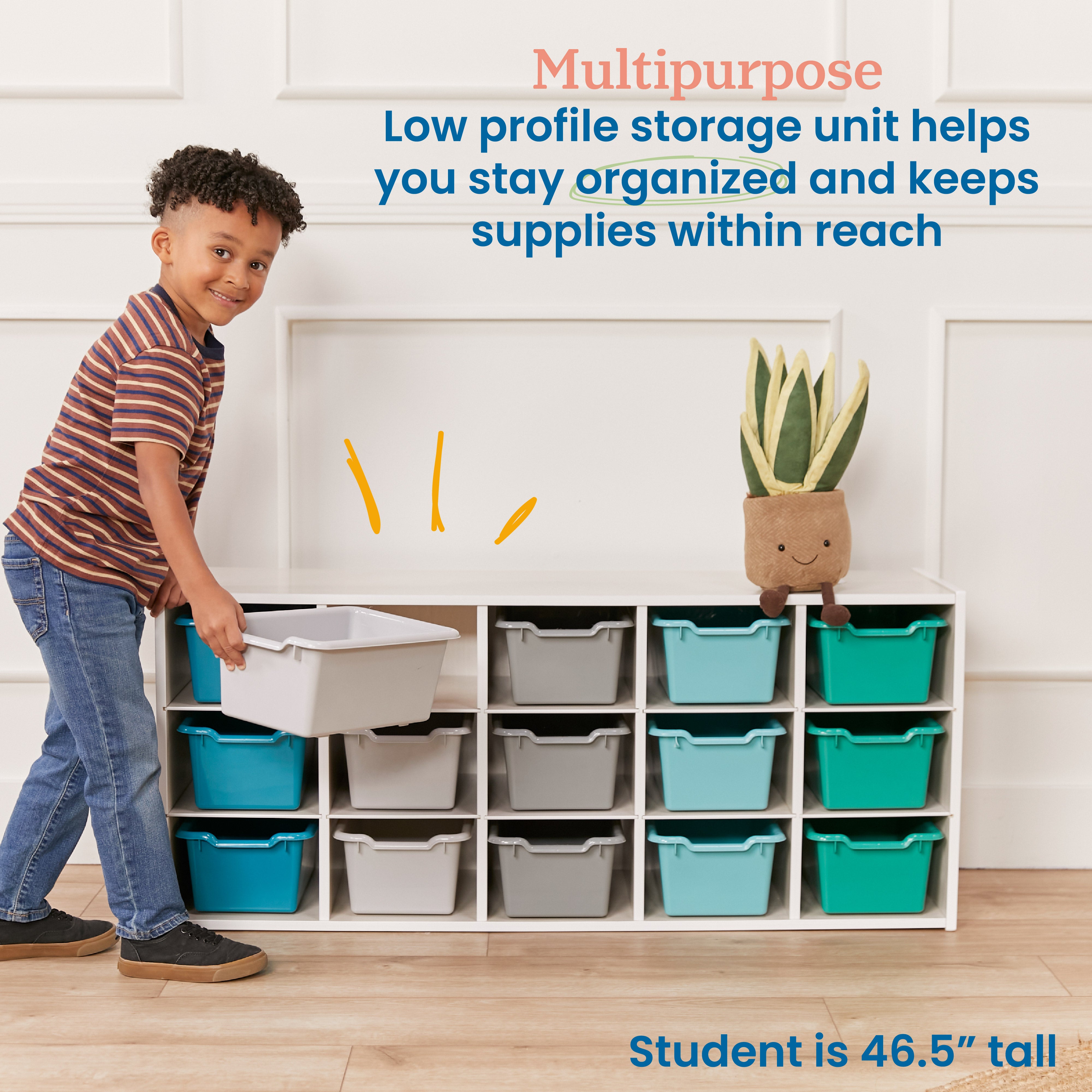 Streamline 15 Cubby Tray Cabinet and 15 Scoop Front Bins, 3x5