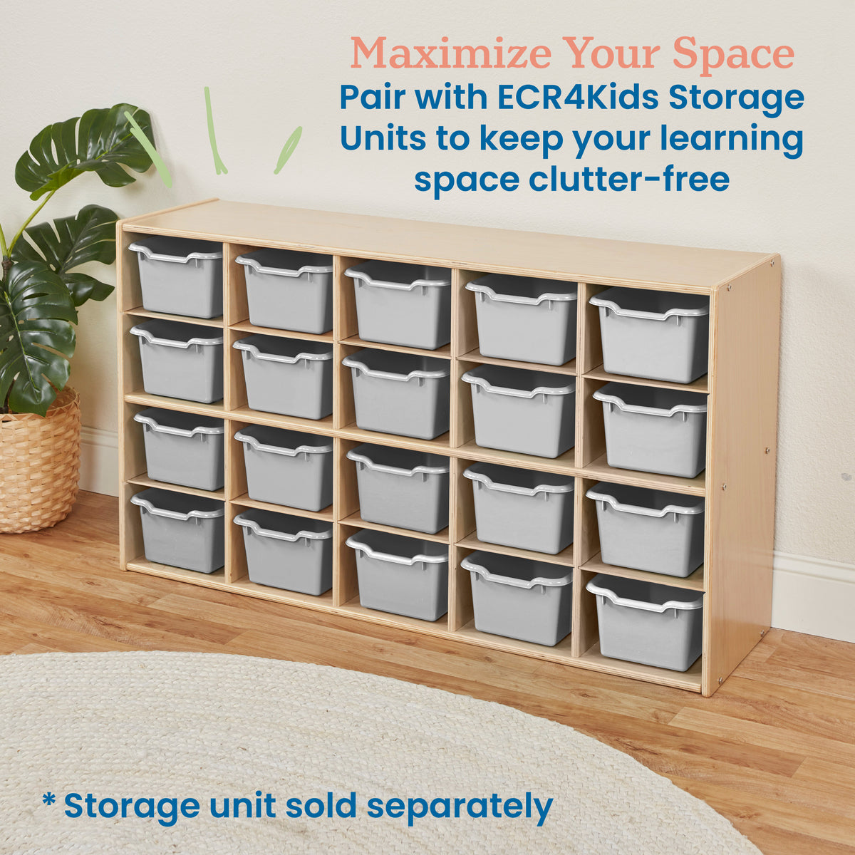 Scoop Front Plastic Storage Bins, 20-Piece