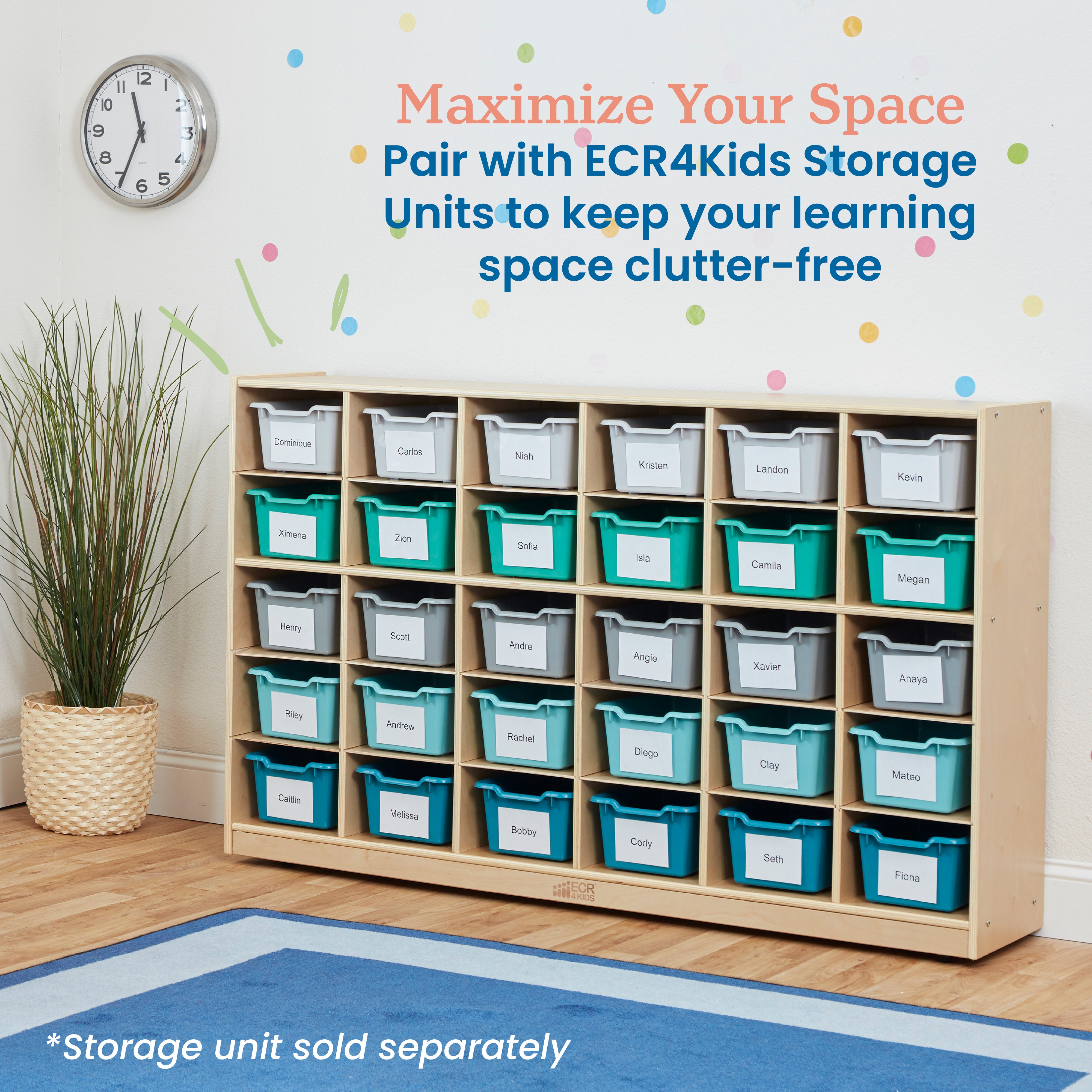 Scoop Front Plastic Storage Bins, 30-Piece