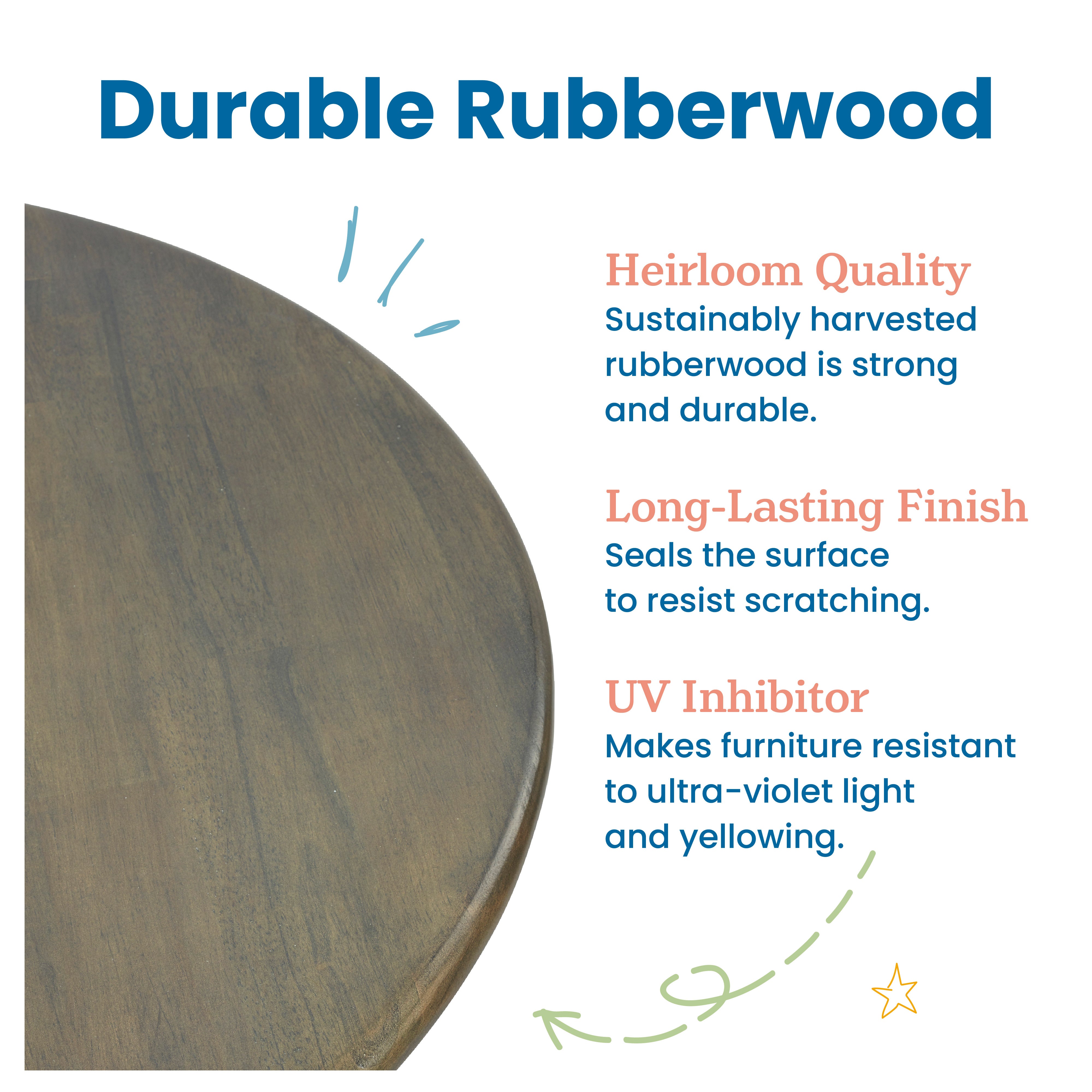30in Square Hardwood Table with 22in Legs, Kids Furniture