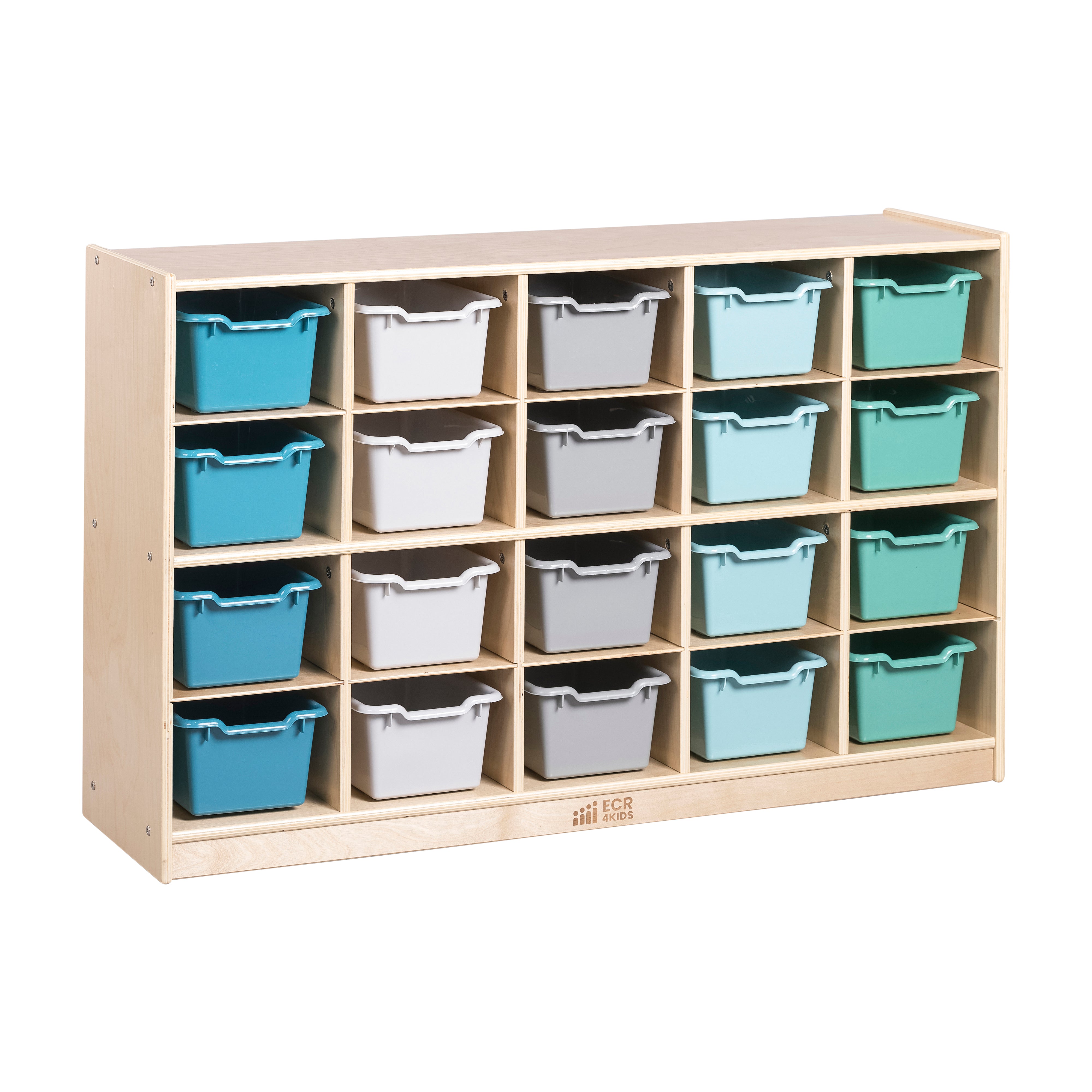 20 Cubby Mobile Tray Cabinet and 20 Scoop Front Bins, 4x5