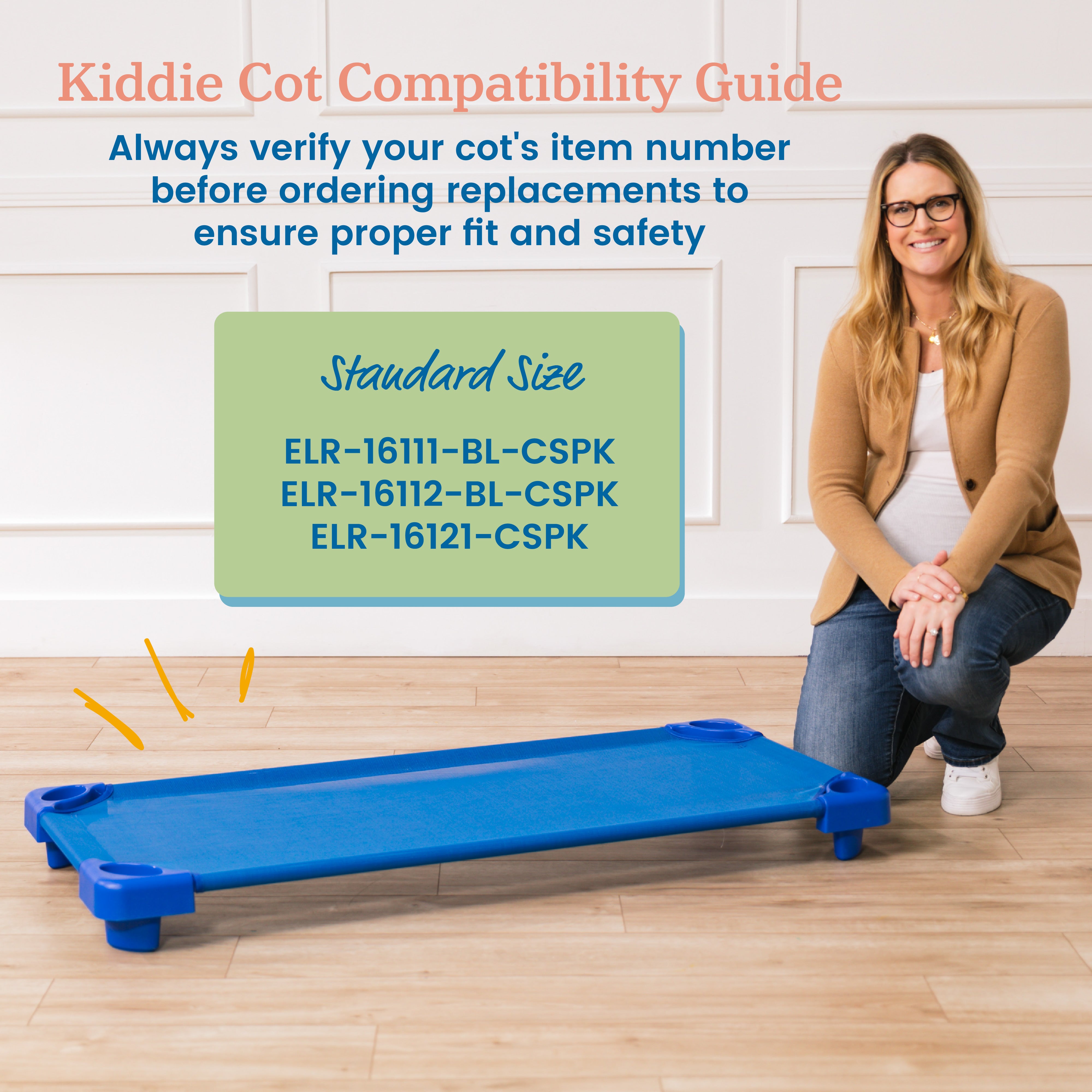 Stackable Kiddie Cot Fabric, Standard, Replacement Parts, 6-Pack