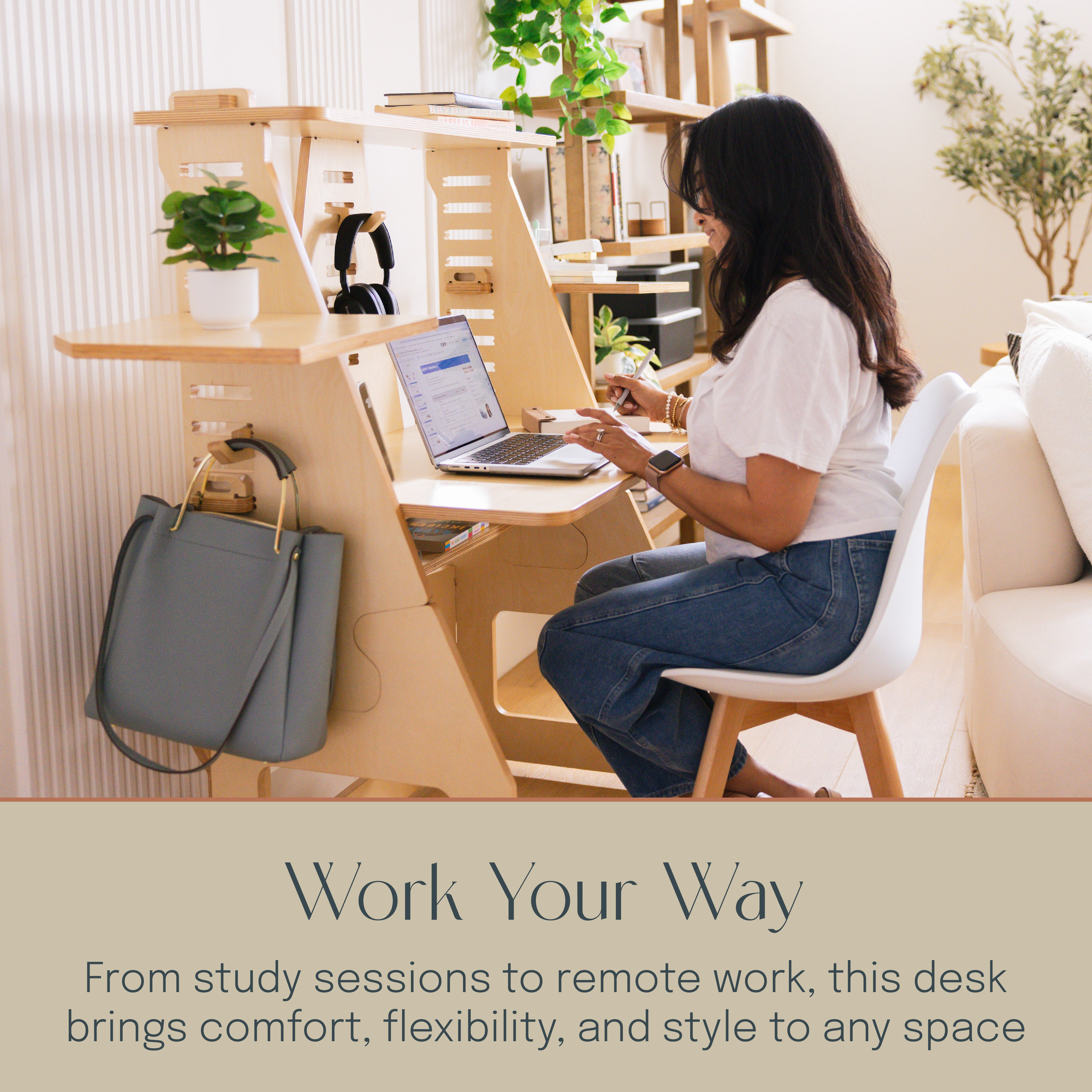 ModDesk Adjustable Sit or Standing Desk with Storage Shelves