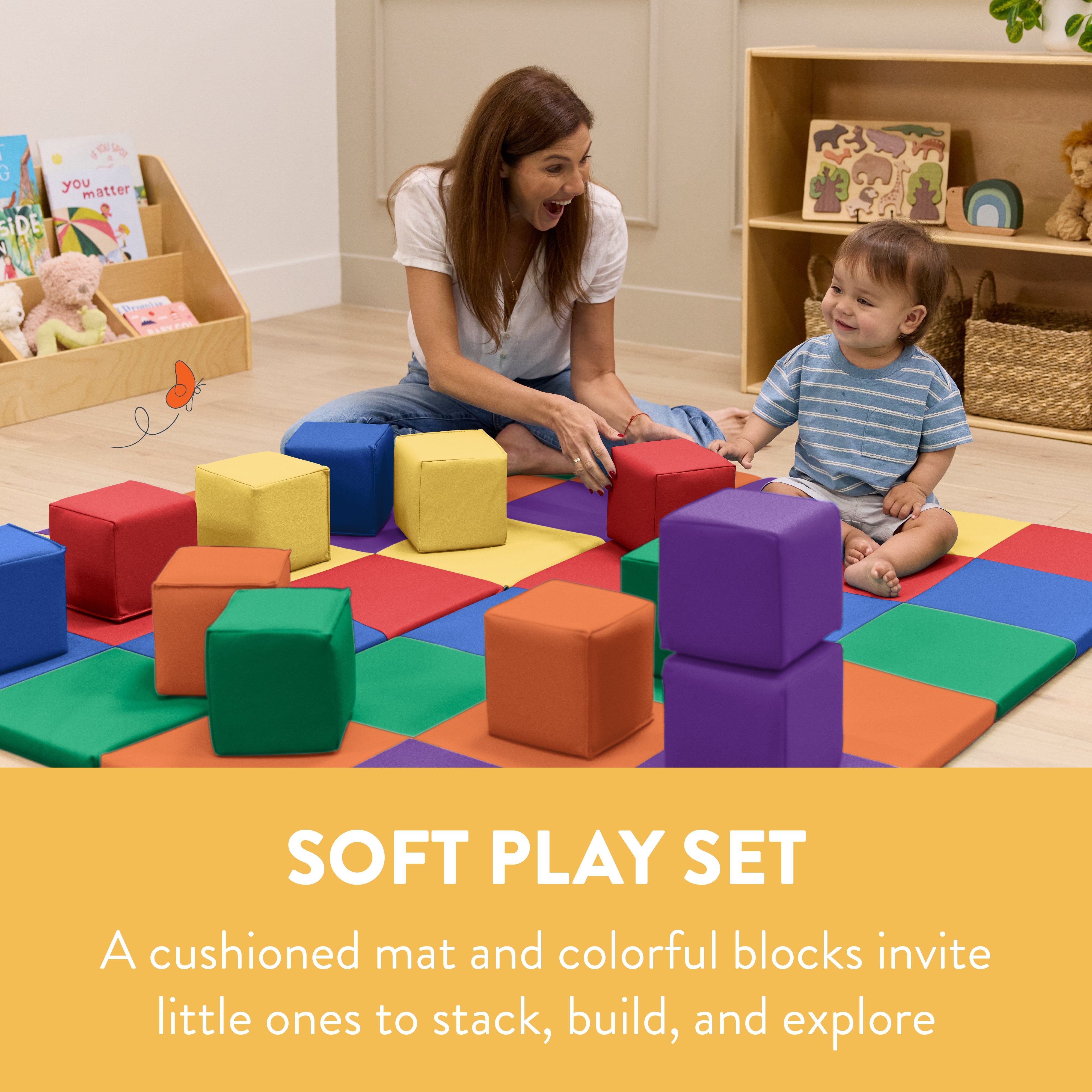 Mosaic Toddler Activity Play Mat and Blocks, 13-Piece
