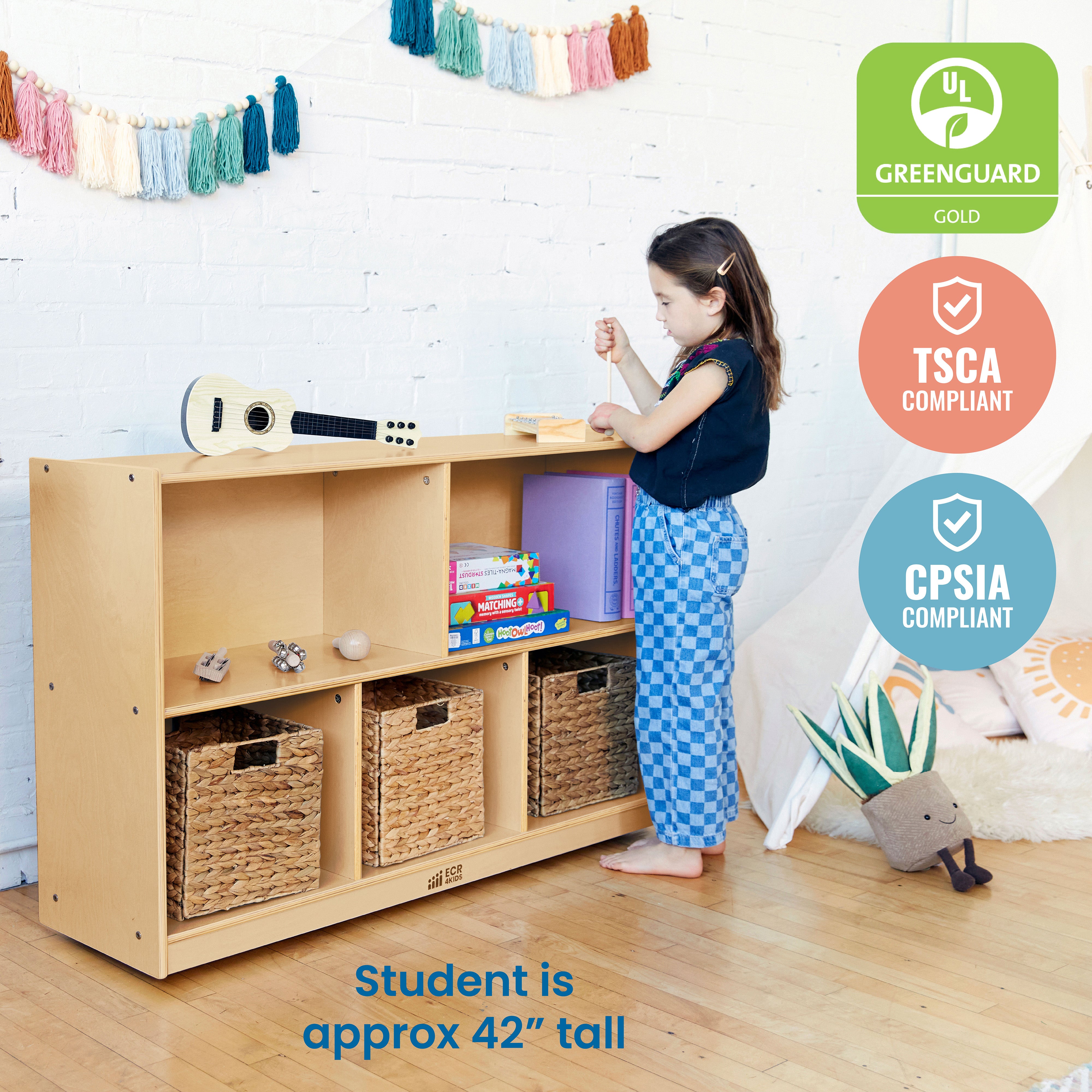 5-Compartment Mobile Storage Cabinet, Preschool