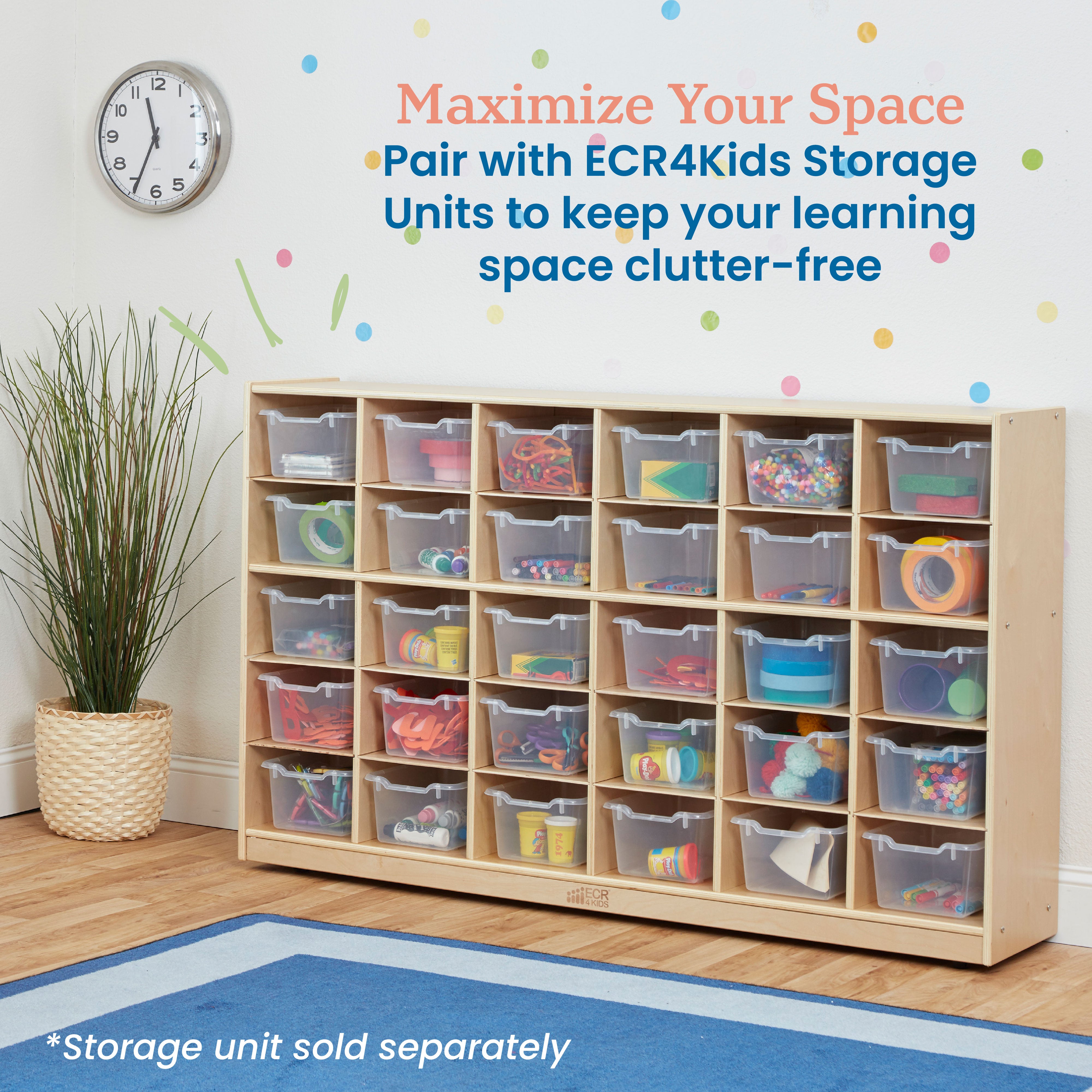 Scoop Front Plastic Storage Bins, 30-Piece