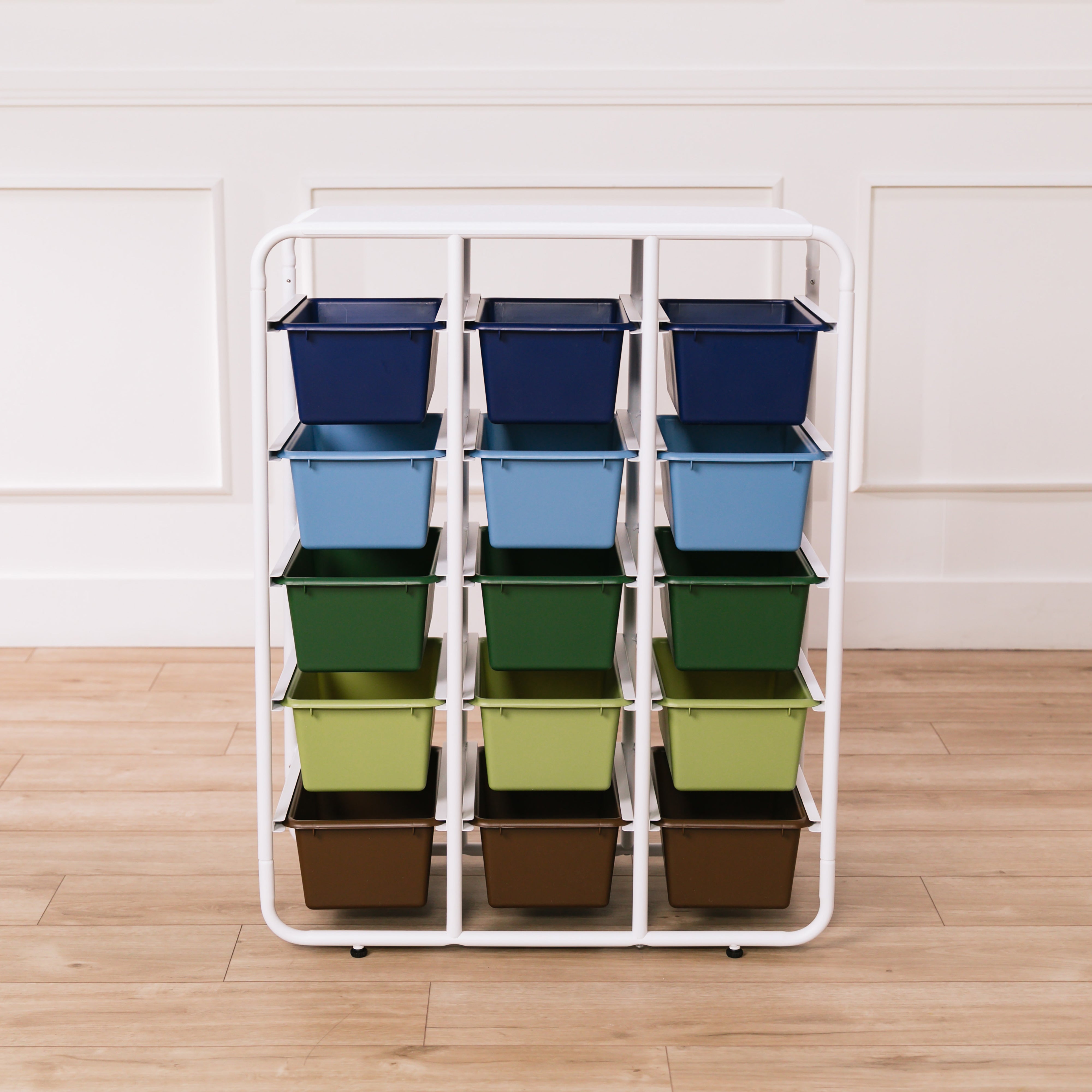 5-Tier Storage Rack with 15 Cubby Bins 5x3
