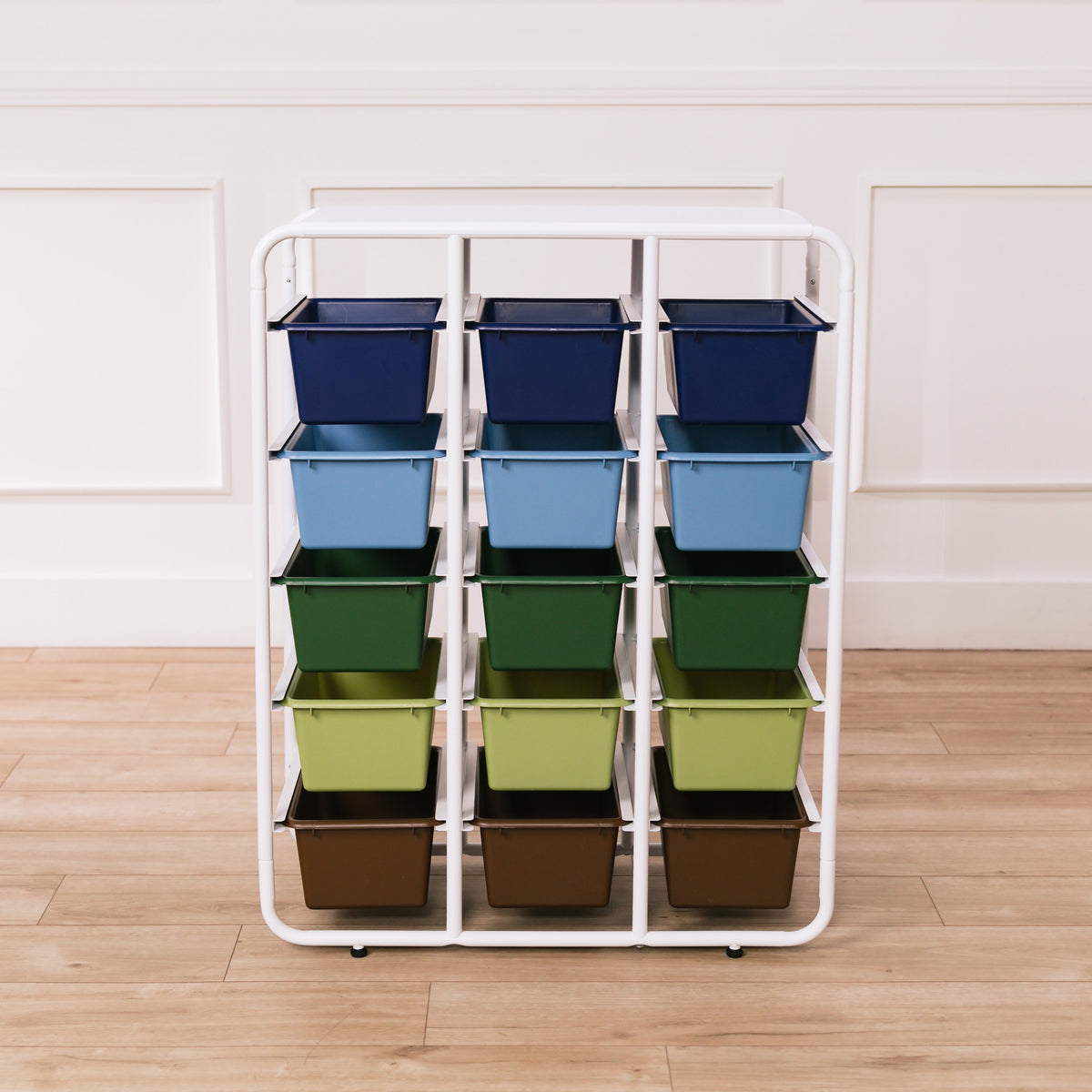 5-Tier Storage Rack with 15 Cubby Bins, 5x3