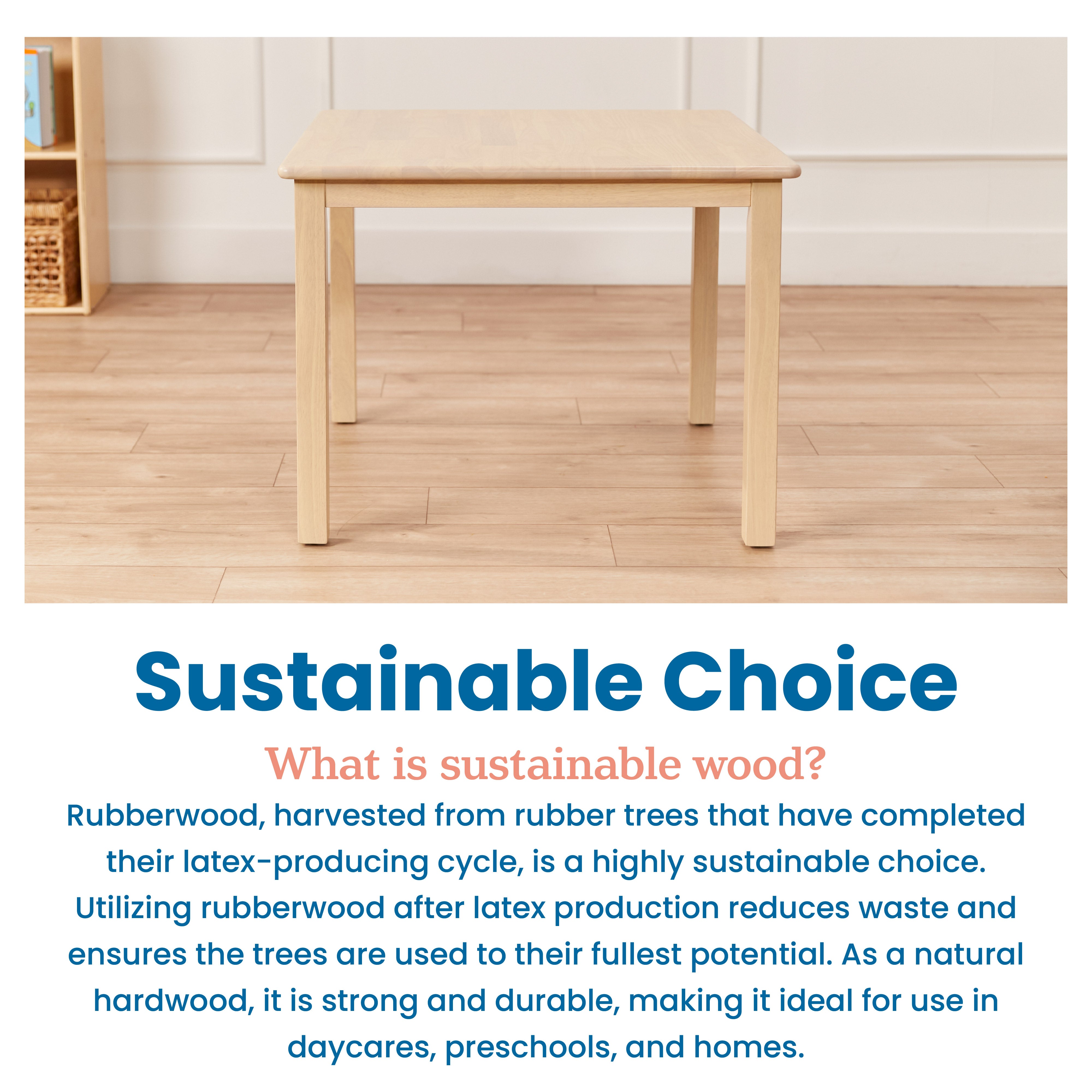 30in Square Hardwood Table with 22in Legs