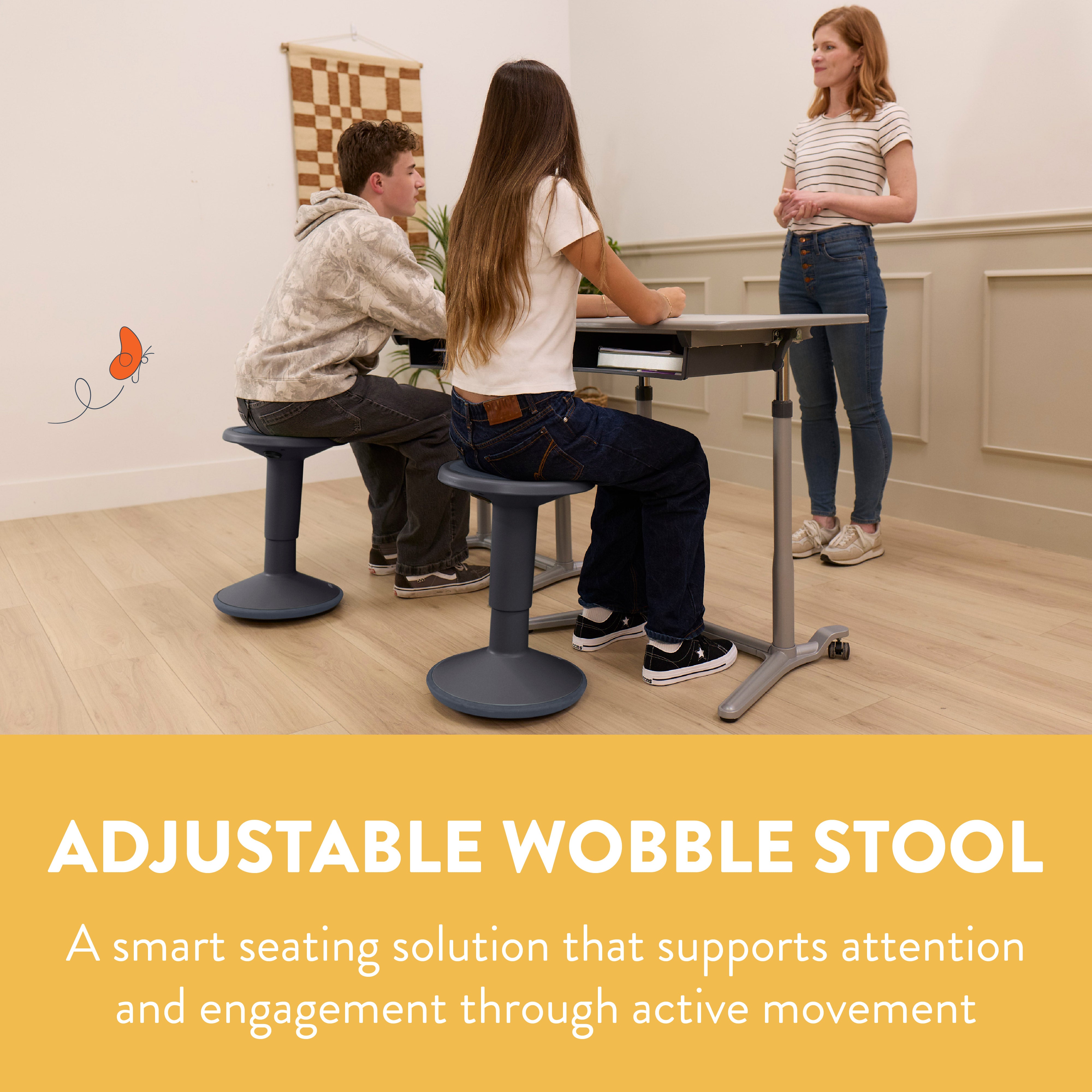 Adjustable Height Active Learning Wobble Stool