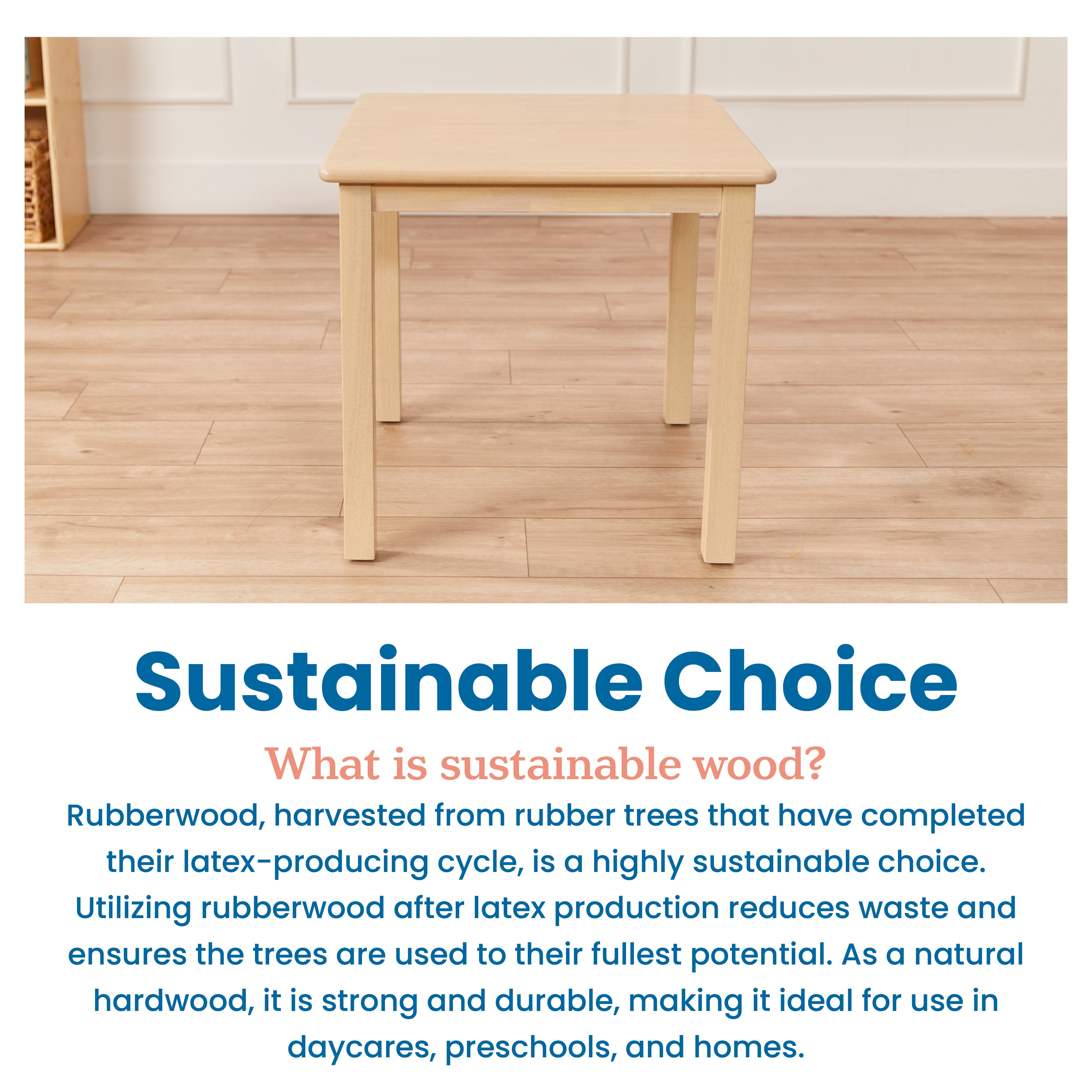 24in Square Hardwood Table with 22in Legs