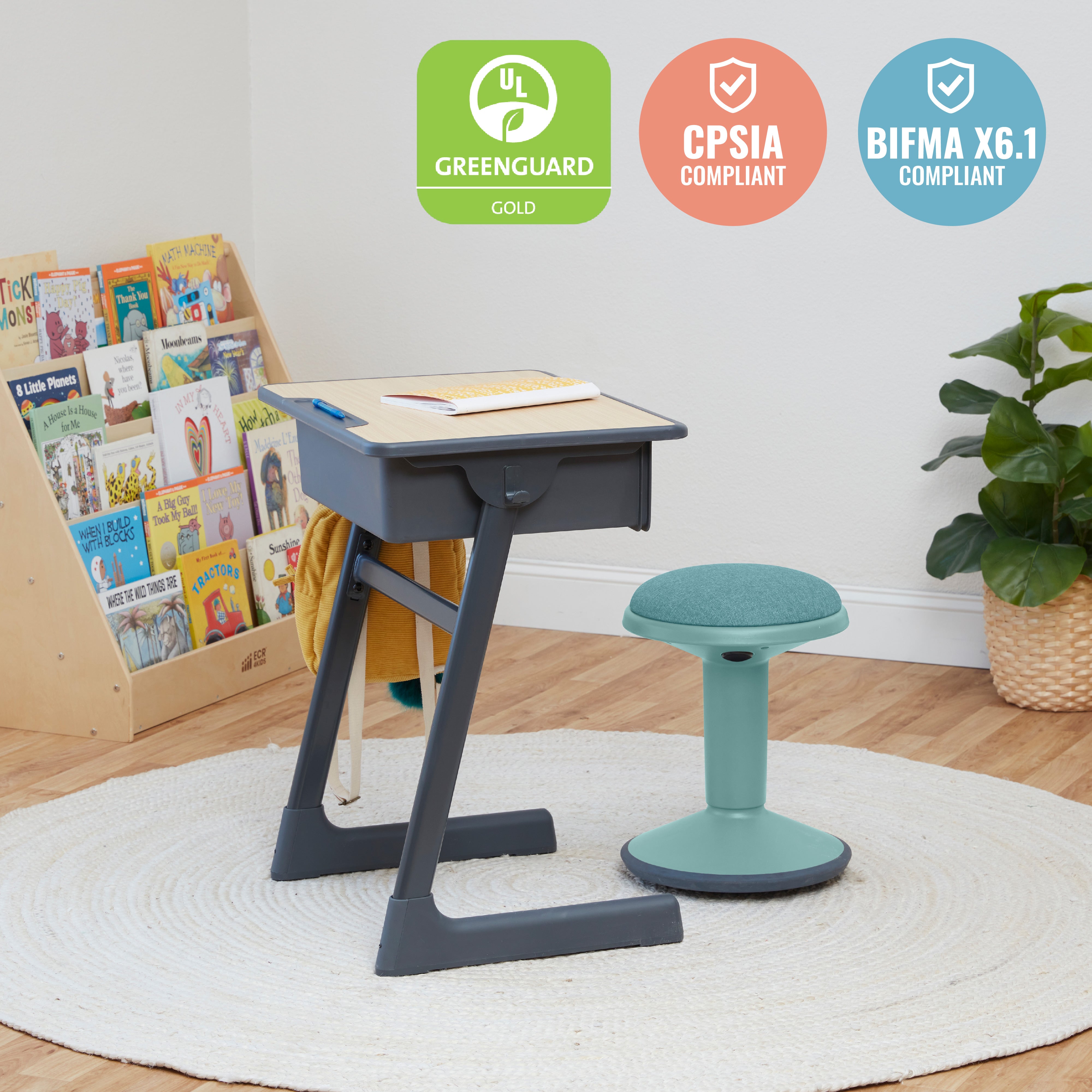 Sitwell Wobble Stool with Cushion, Adjustable Height