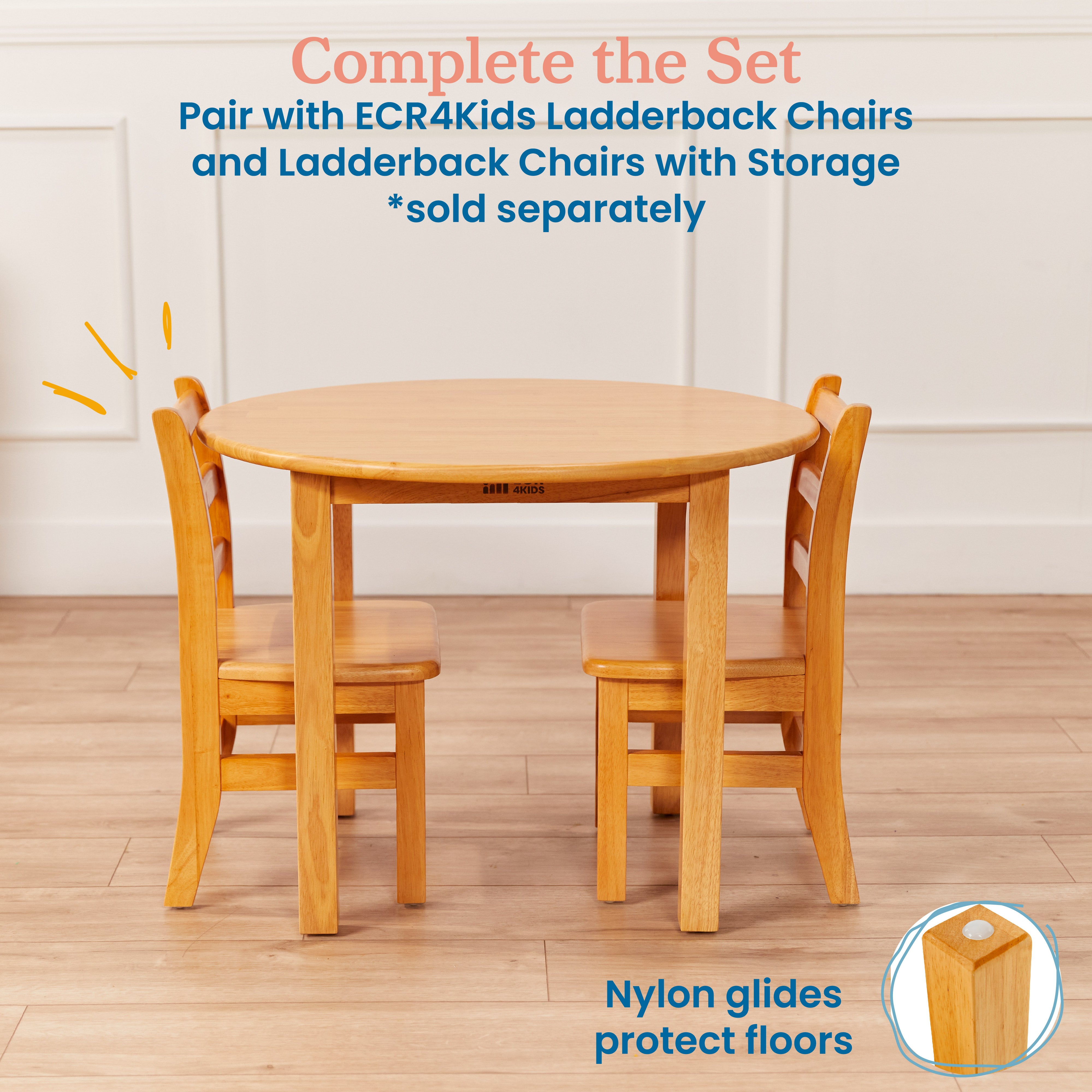 30in D Round Hardwood Table with 22in Legs