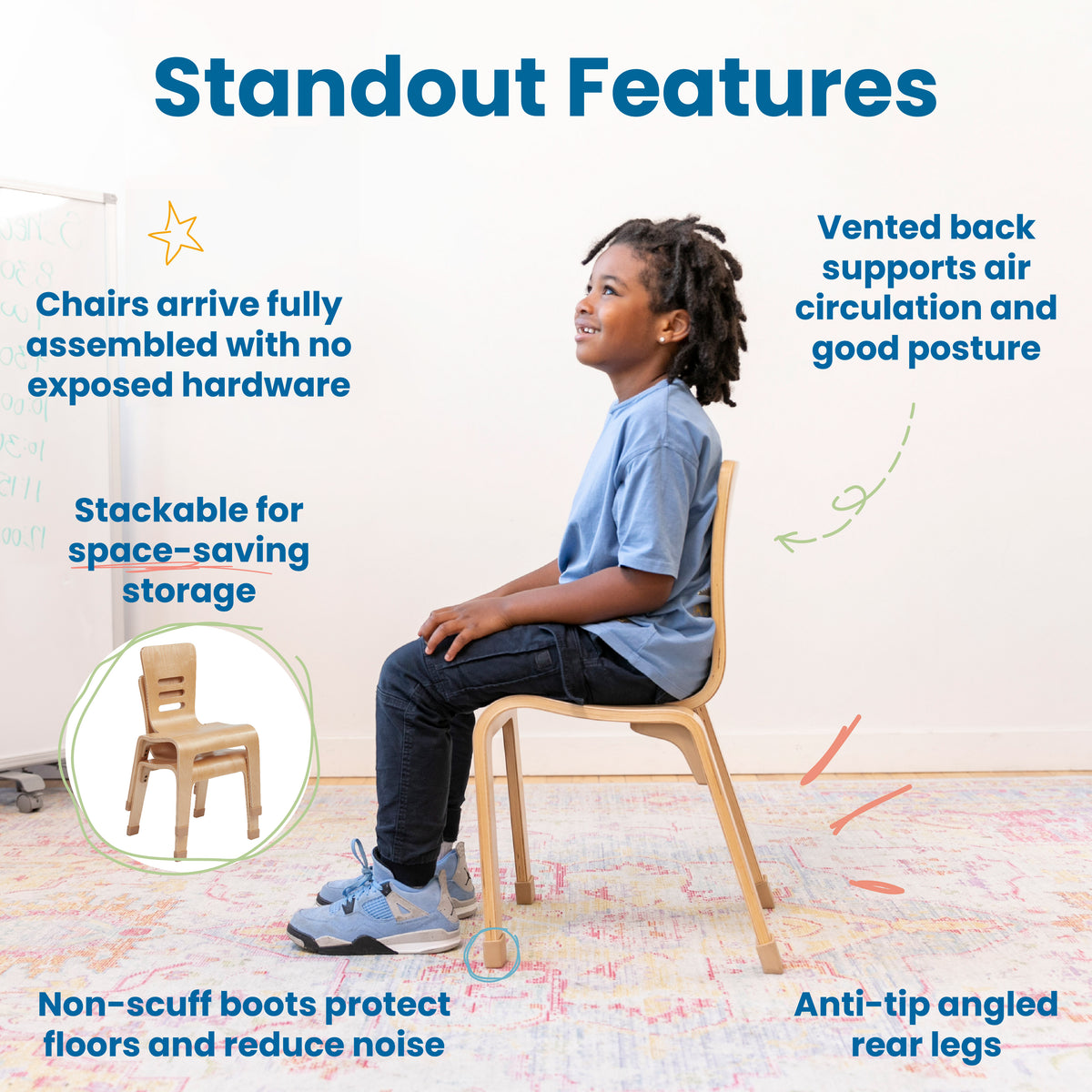 Bentwood Chair, 14in Seat Height, 2-Pack