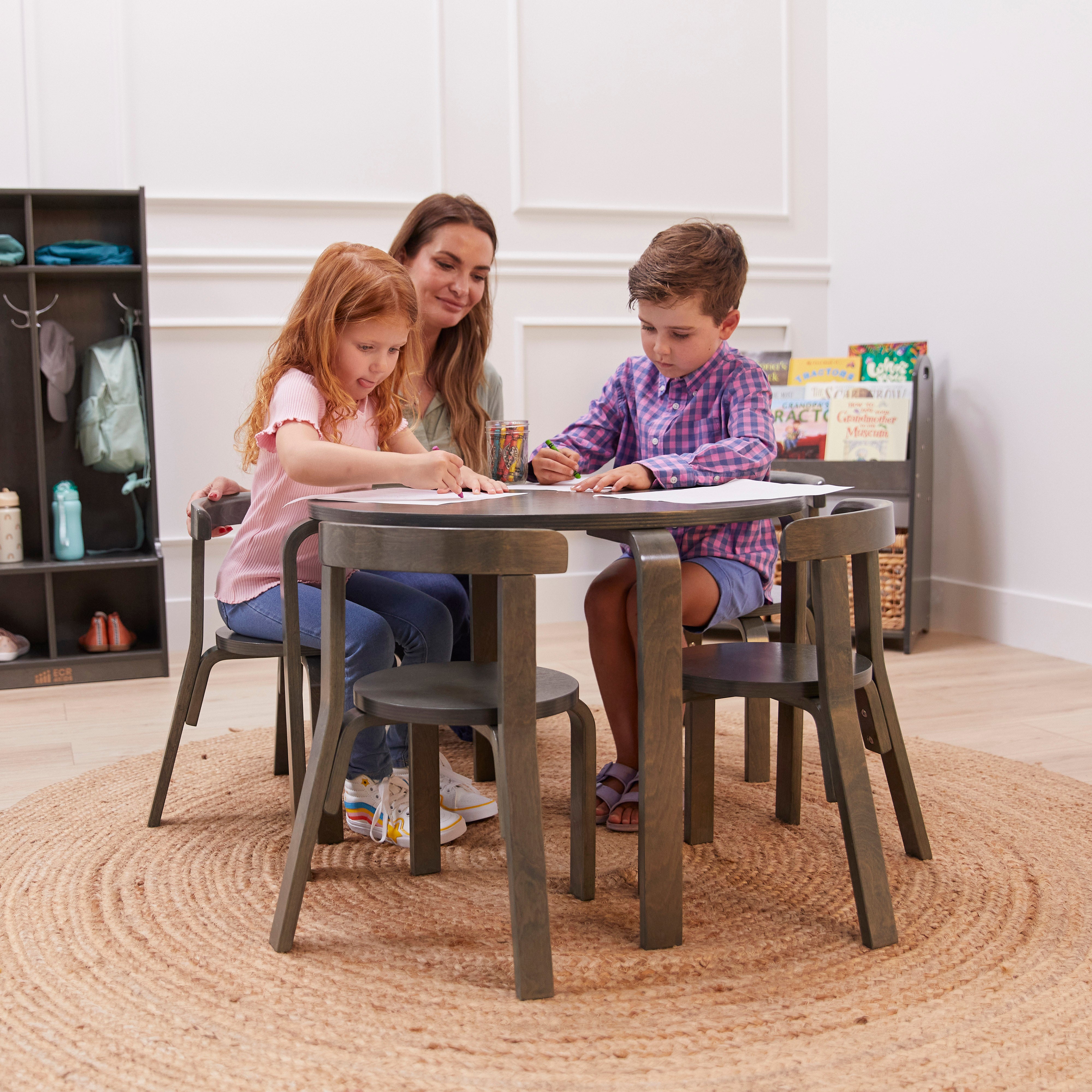 Bentwood Table and Curved Back Chair Set, 5-Piece