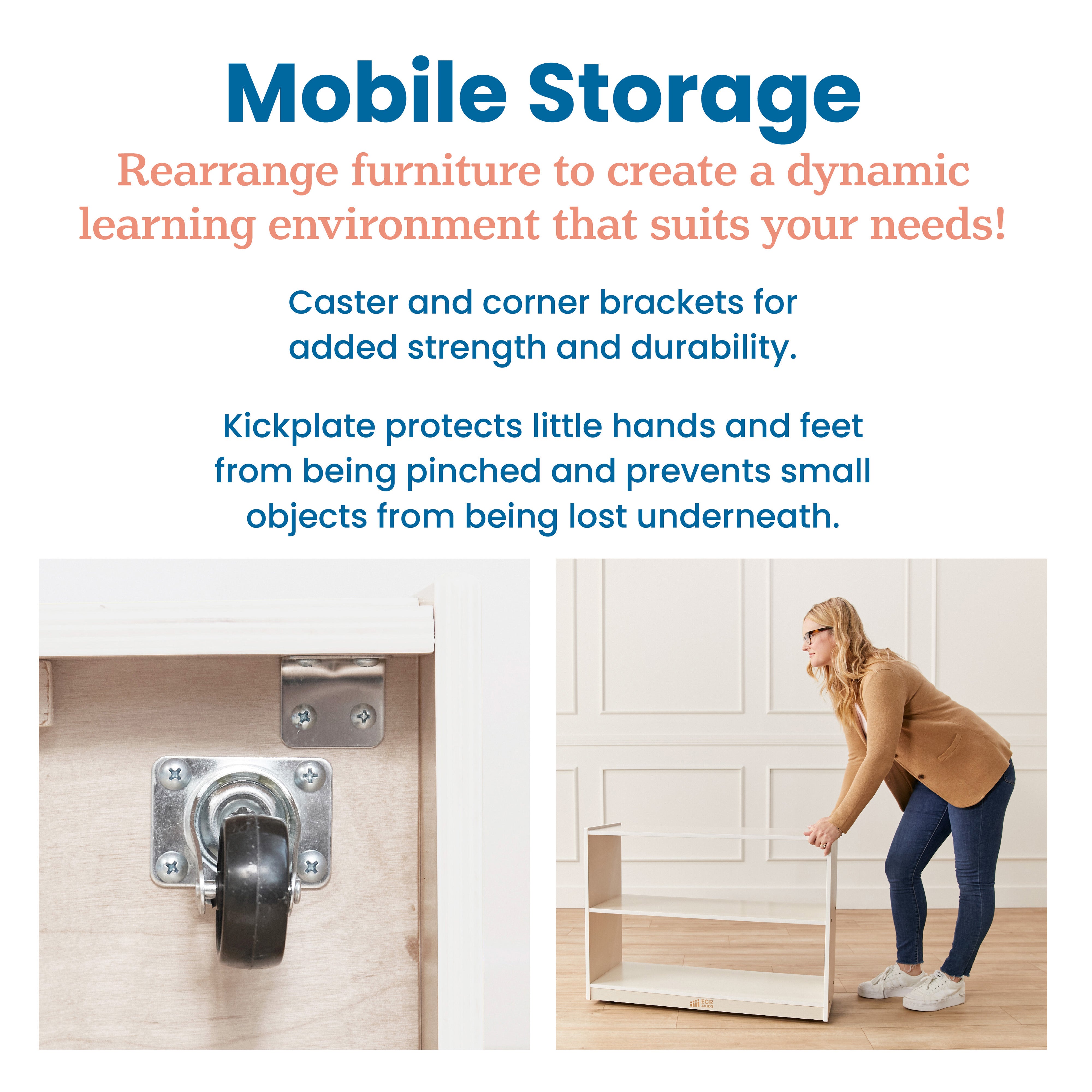 2-Shelf Mobile Island Storage Cabinet