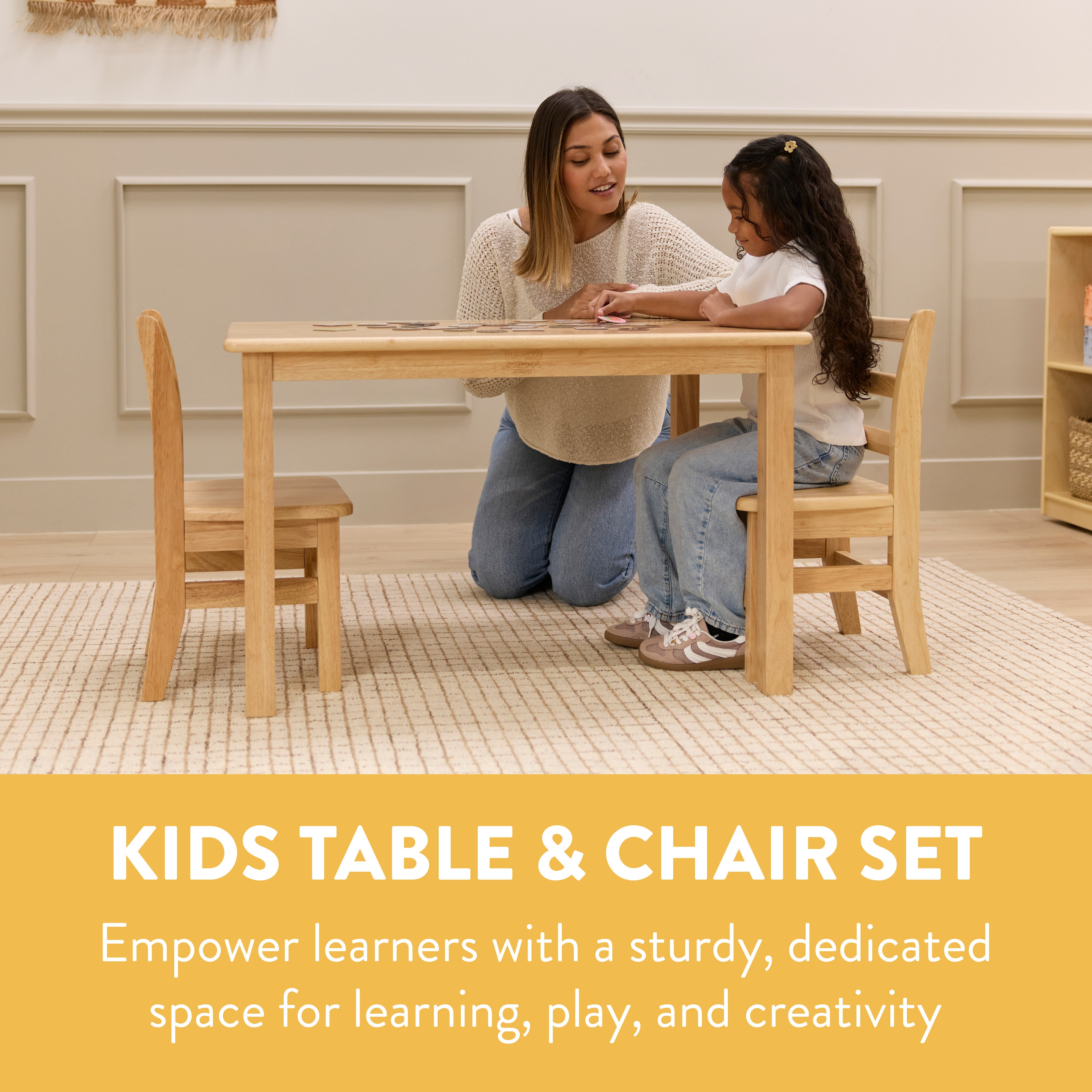 Wooden Activity Table and 12in Chairs, 3-Piece
