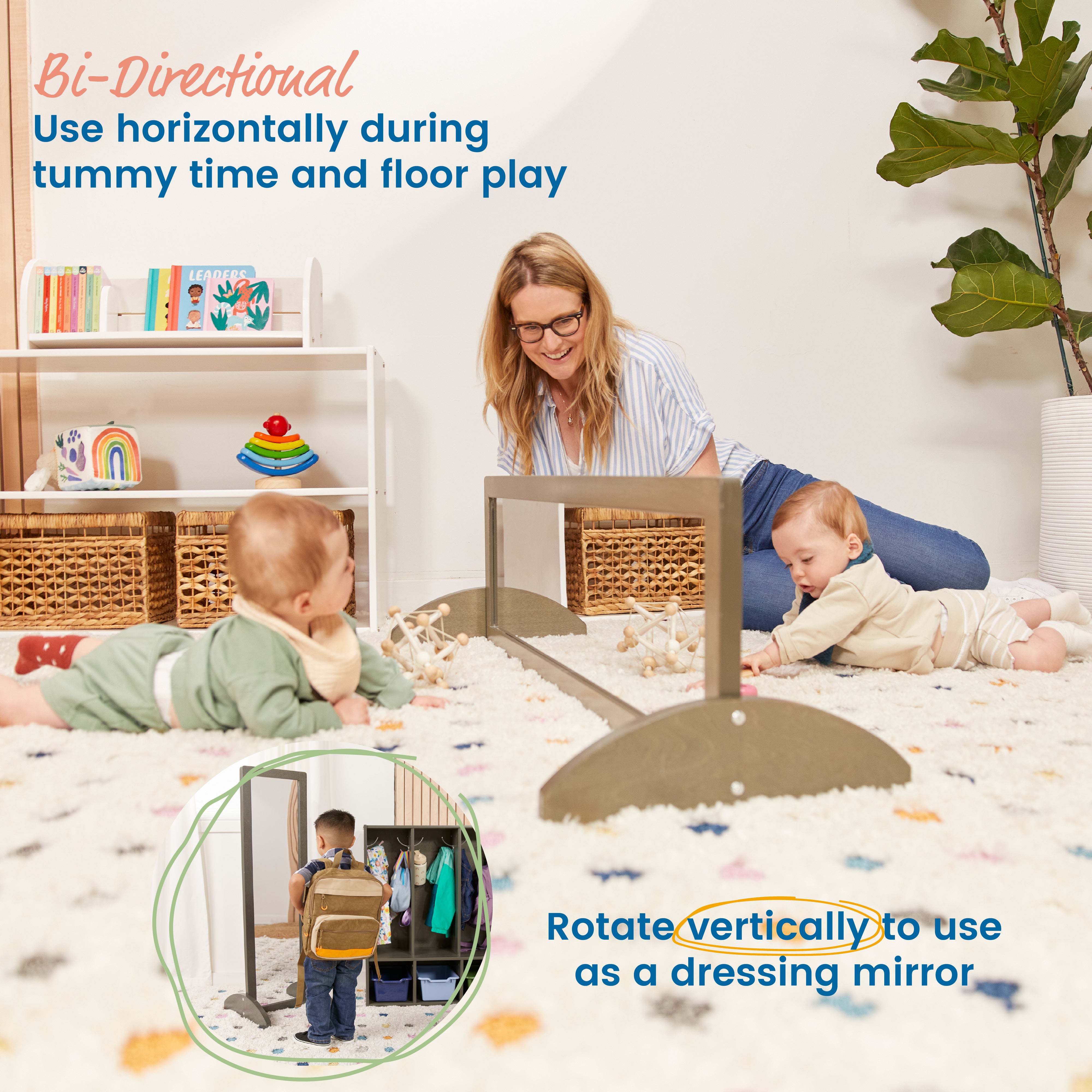 Wooden Double-Sided Bi-Directional Mirror