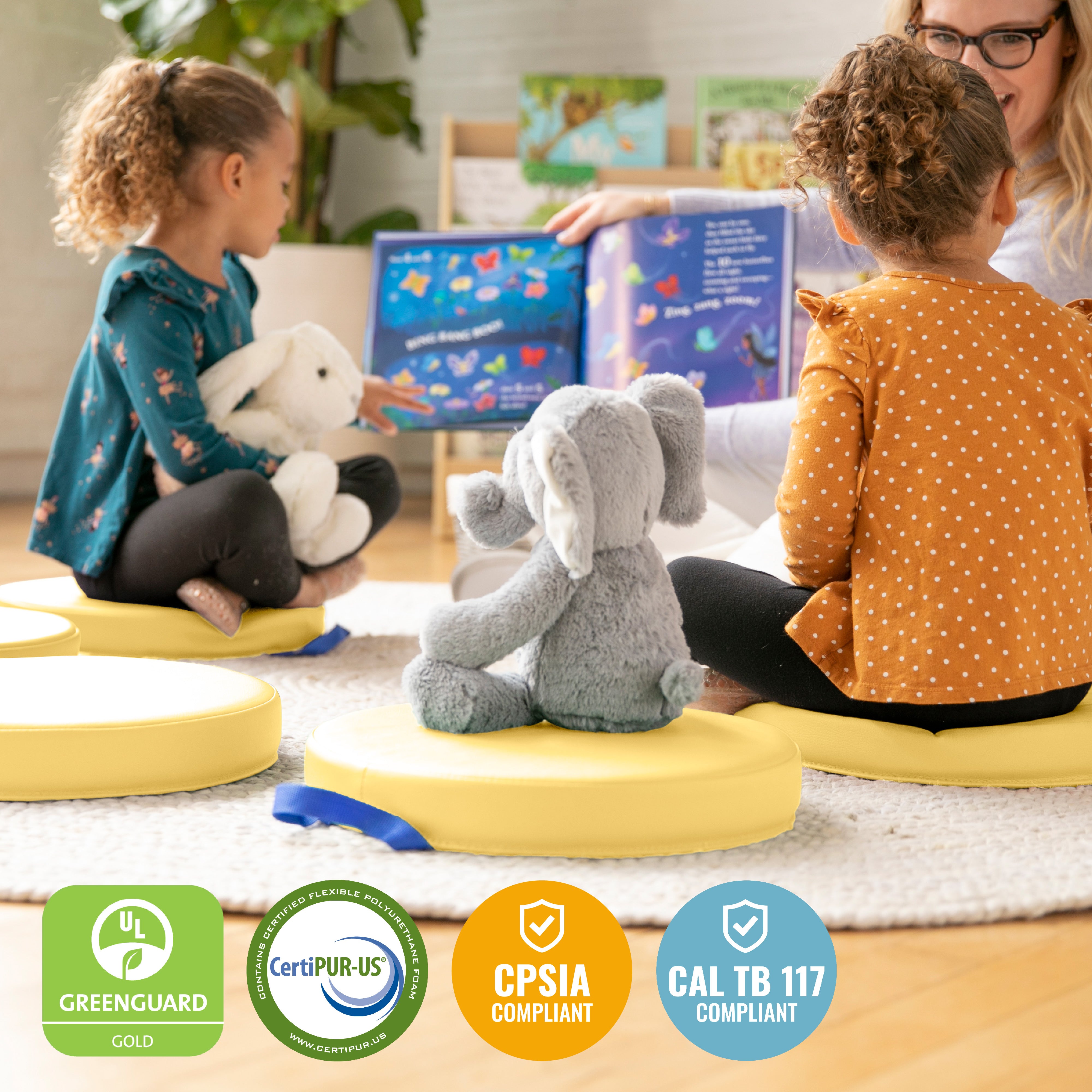 Round Floor Cushions with Handle, 6-Piece