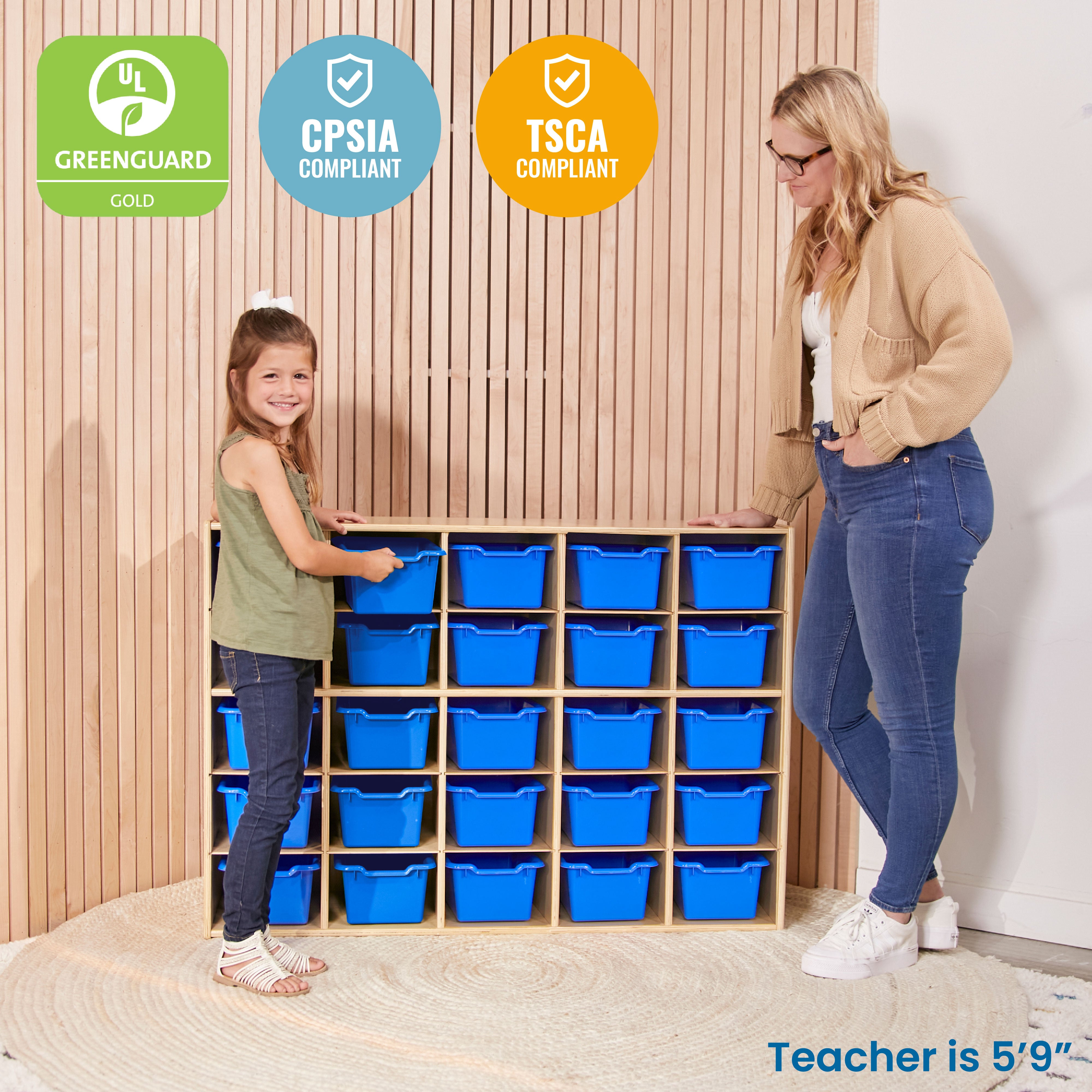 Streamline 25 Cubby Tray Cabinet and 25 Scoop Front Bins, 5x5