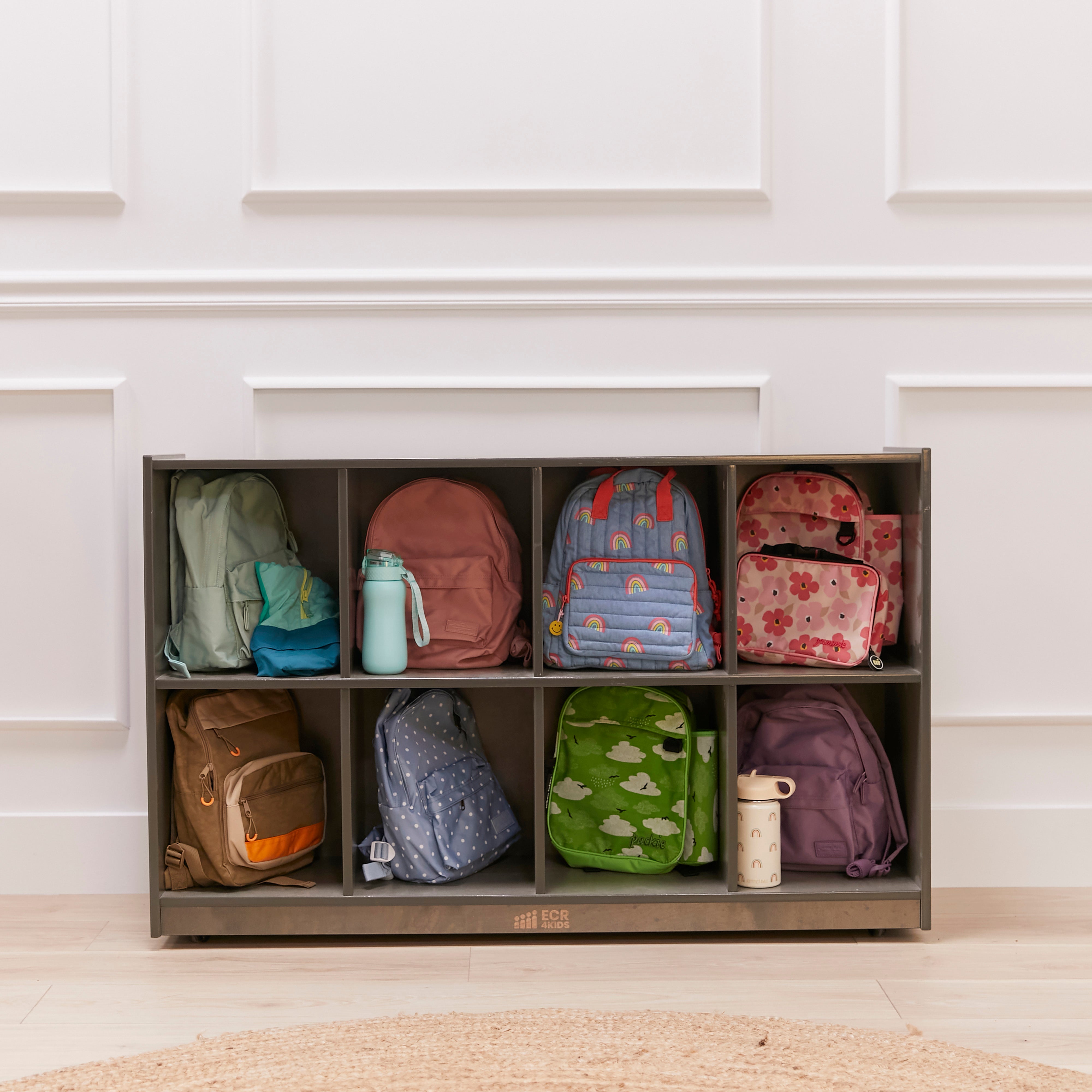 8-Compartment Mobile Backpack Storage Cabinet