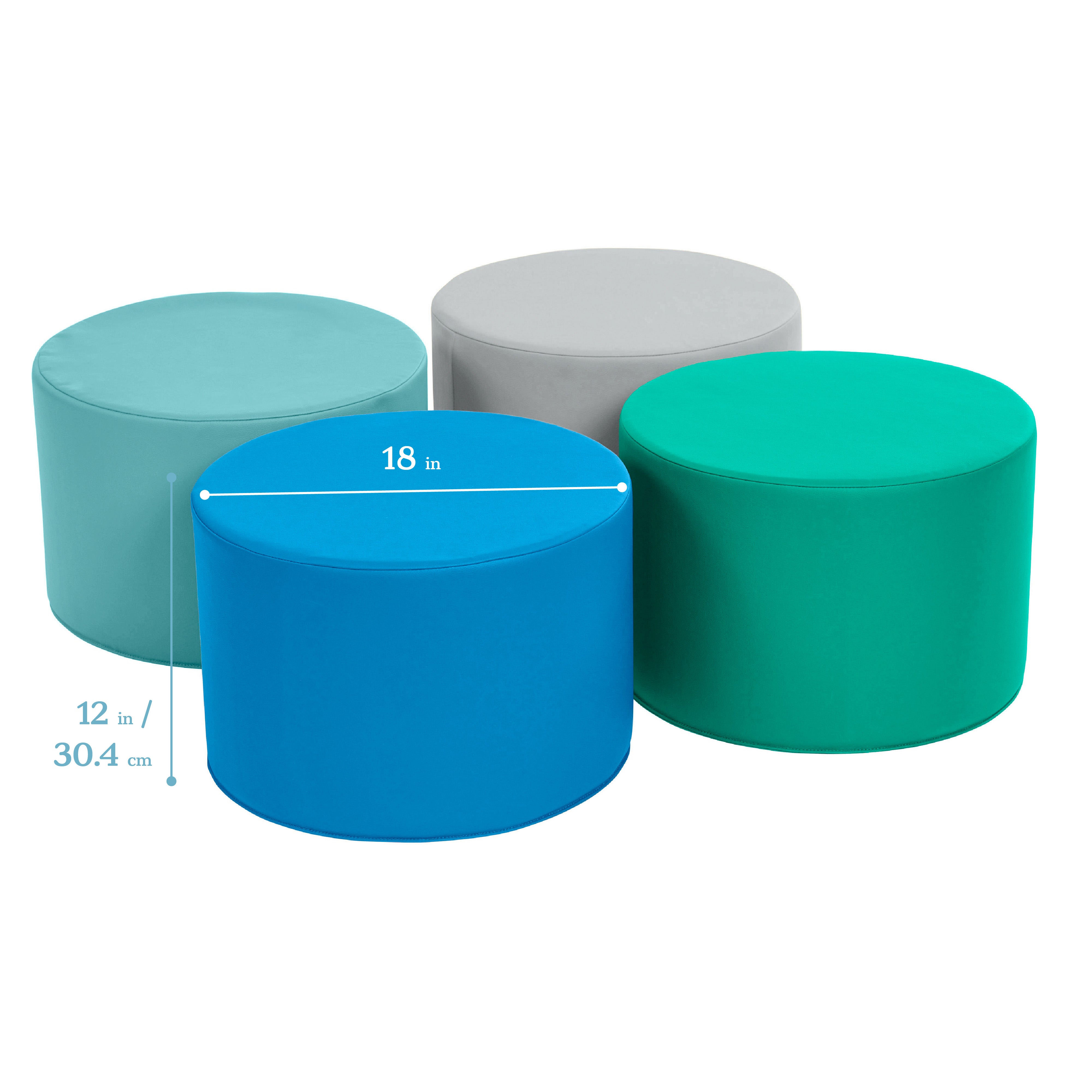 Foam Ottoman Set, Round, 4-Piece