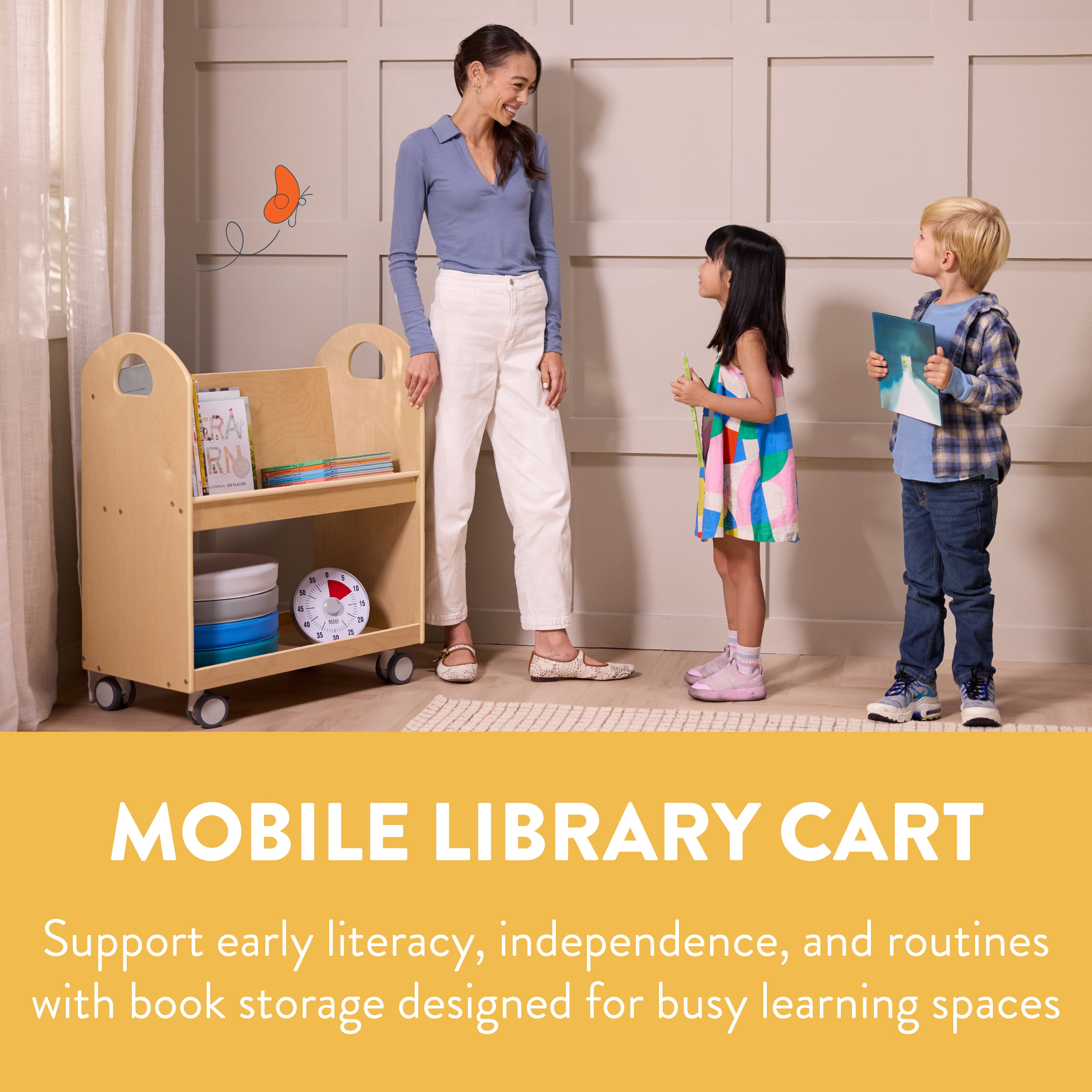 Round-the-Clock Mobile Library Cart with Timer