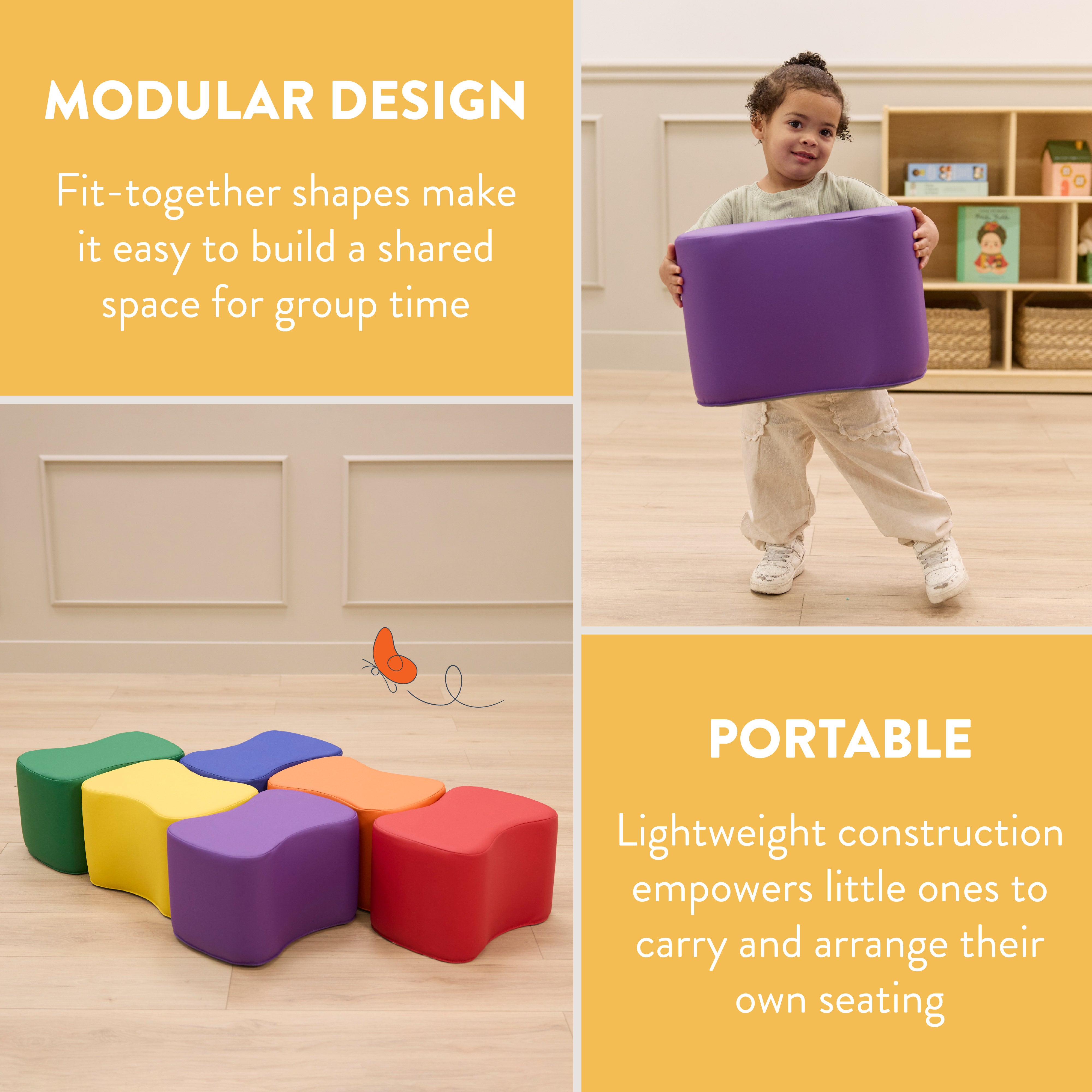 Butterfly Modular Stool Seating Set, 6-Piece
