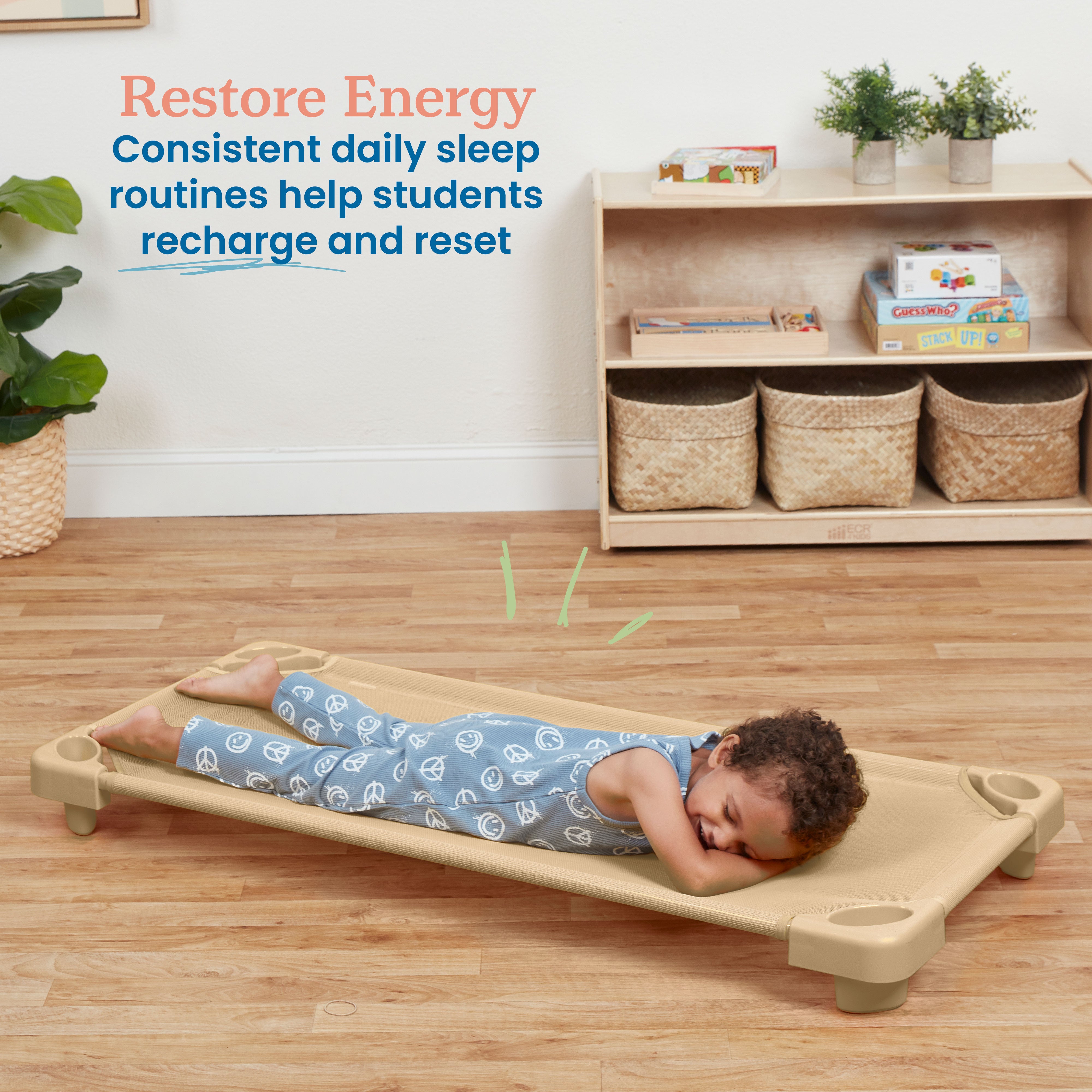 Stackable Kiddie Cots with Trolley, RTA, Standard, 6-Pack