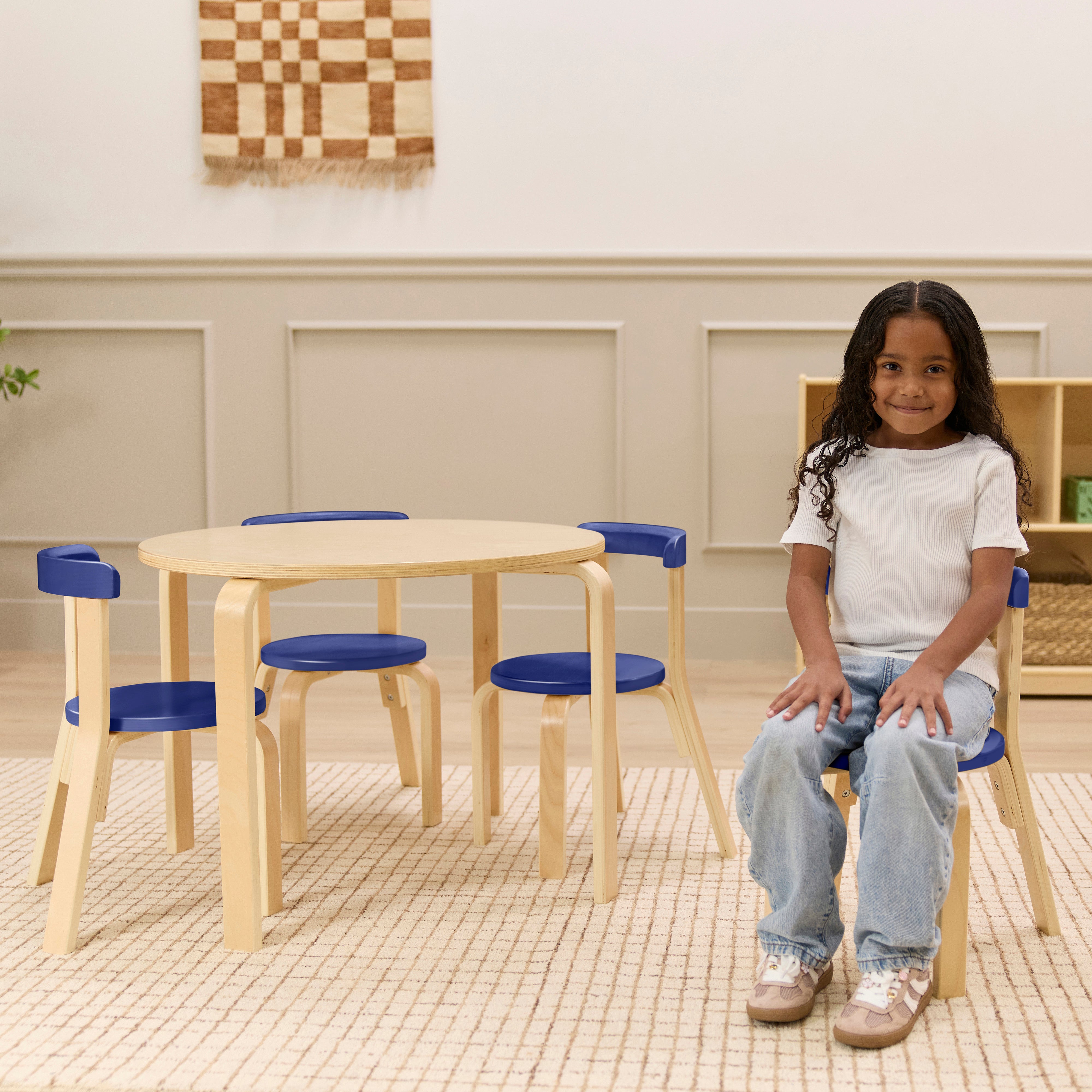 Bentwood Kids Table and Chairs Set, 5-Piece