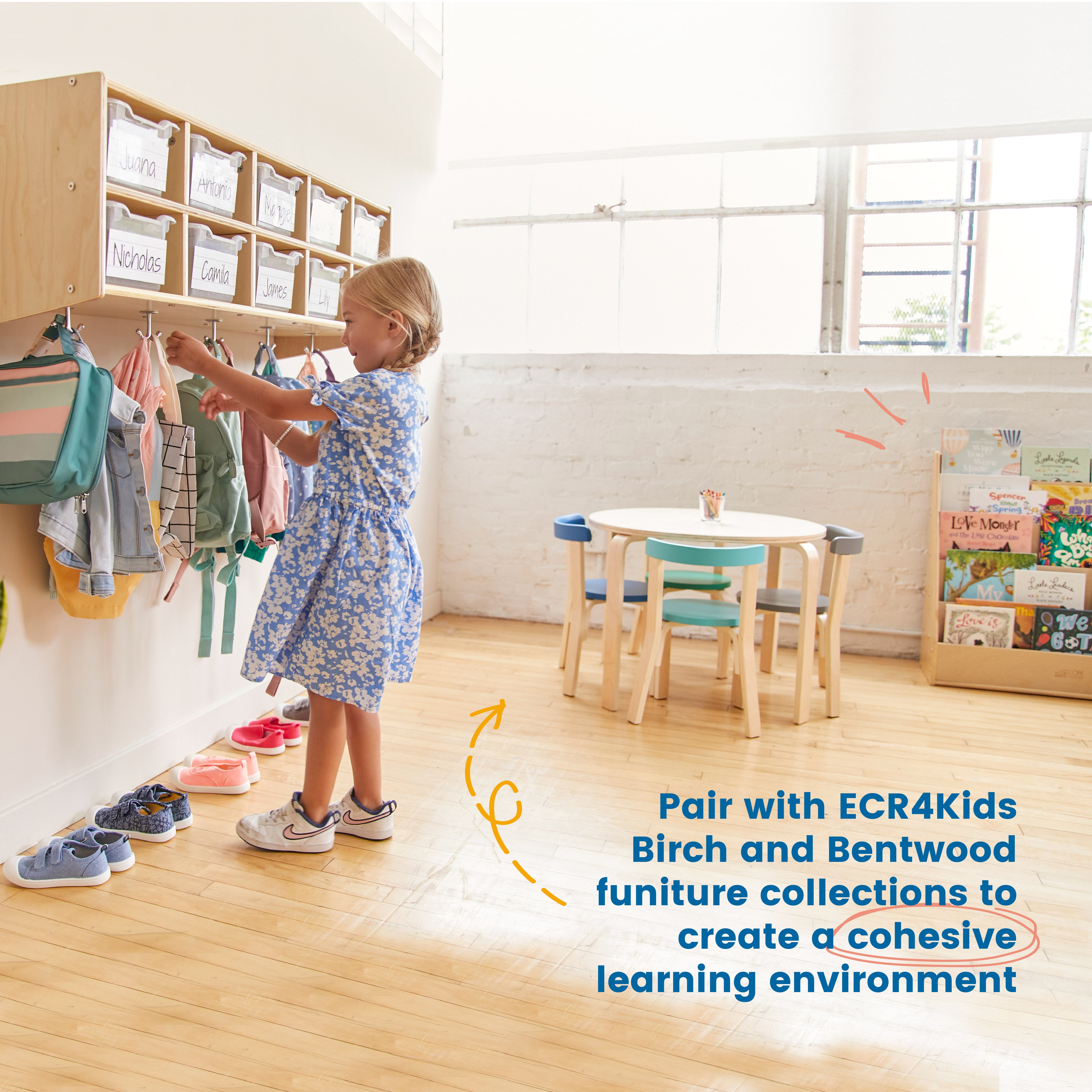 Streamline 10-Section Hanging Coat Locker with Scoop Front Storage Bins