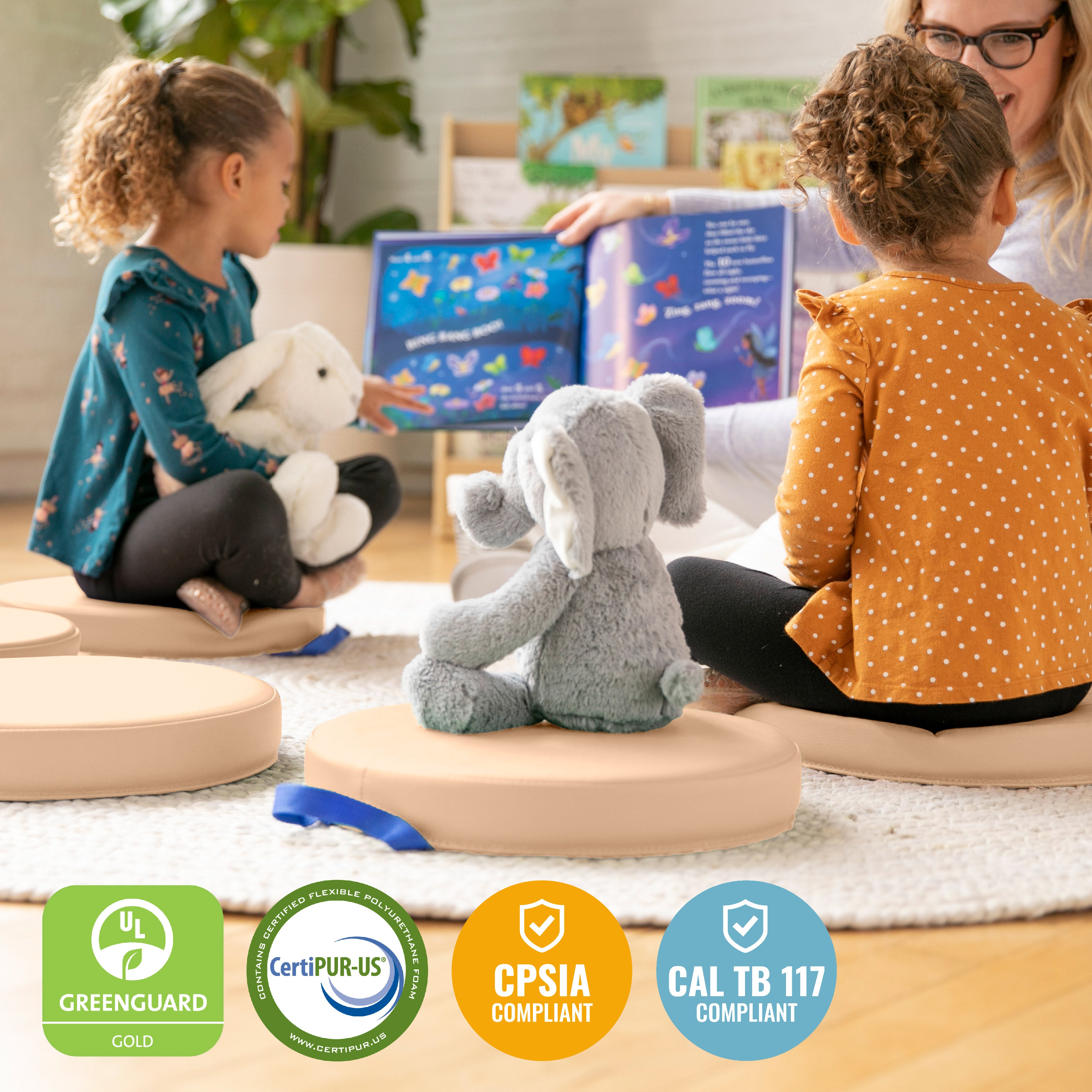 Floor Cushions, Round, Flexible Seating, 6-Piece
