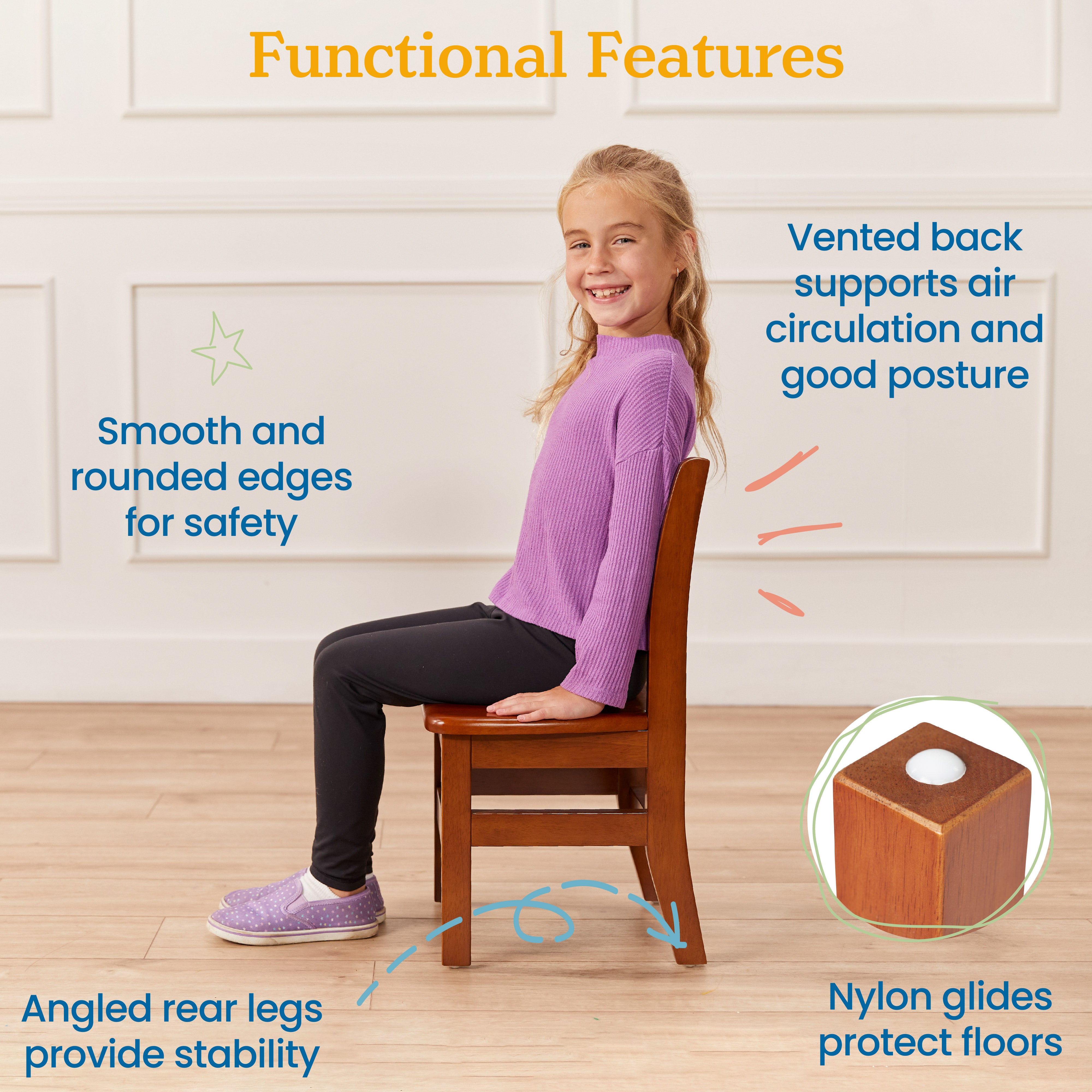 30in x 30in Square Hardwood Table and Chair Set, 12in Seat Height, 3-Piece