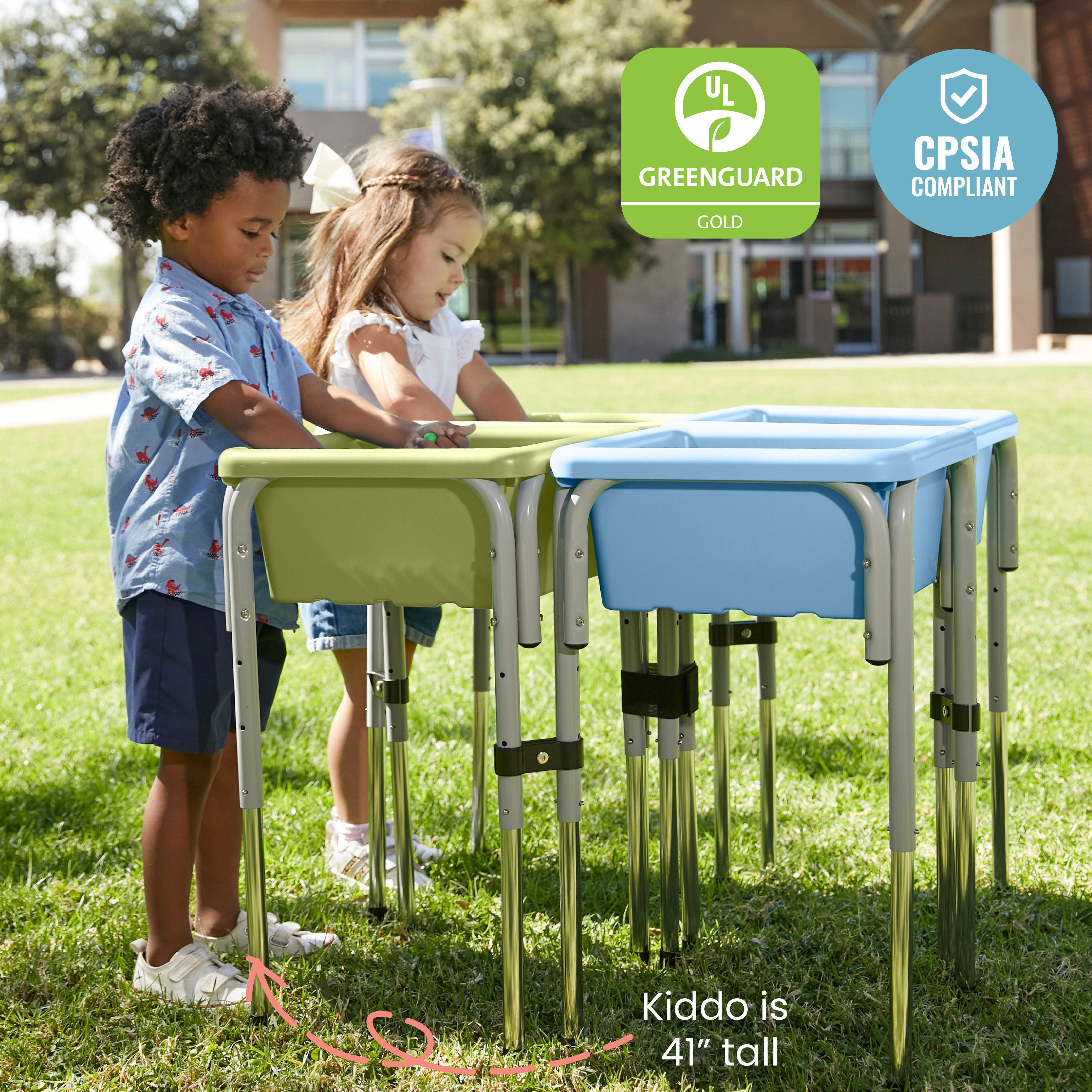 4-Station Sand and Water Adjustable Play Table