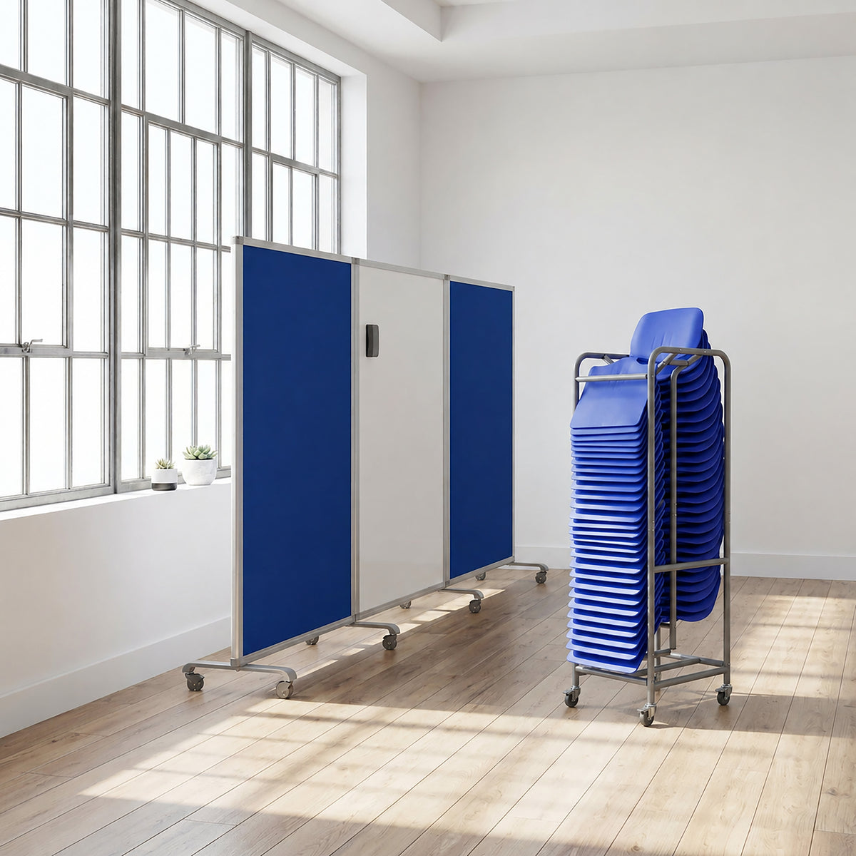 Surf Mobile Learning Package with Lap Desks, Storage Rack and 3-Panel Room Divider