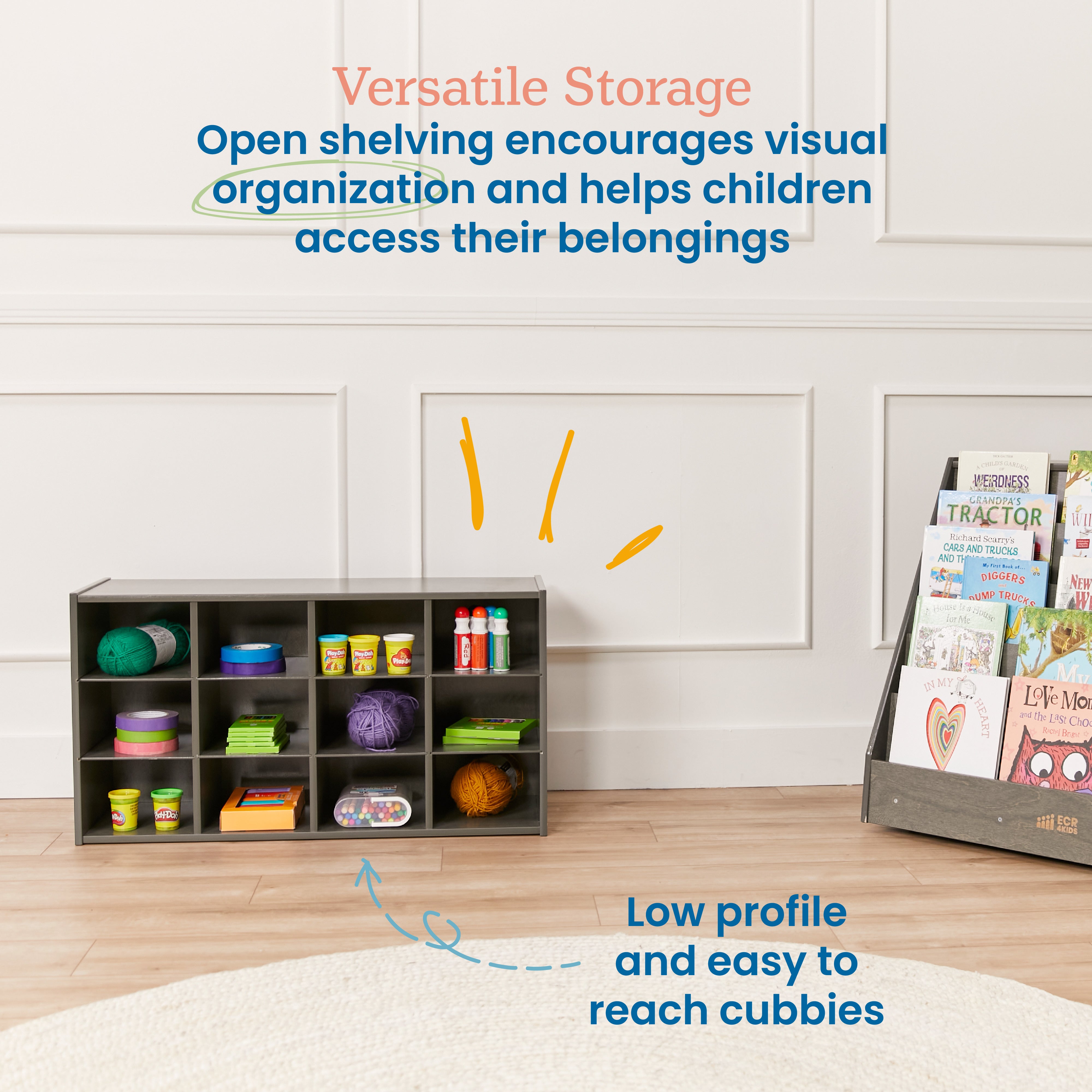 Streamline 12 Cubby Tray Storage Cabinet, 3x4