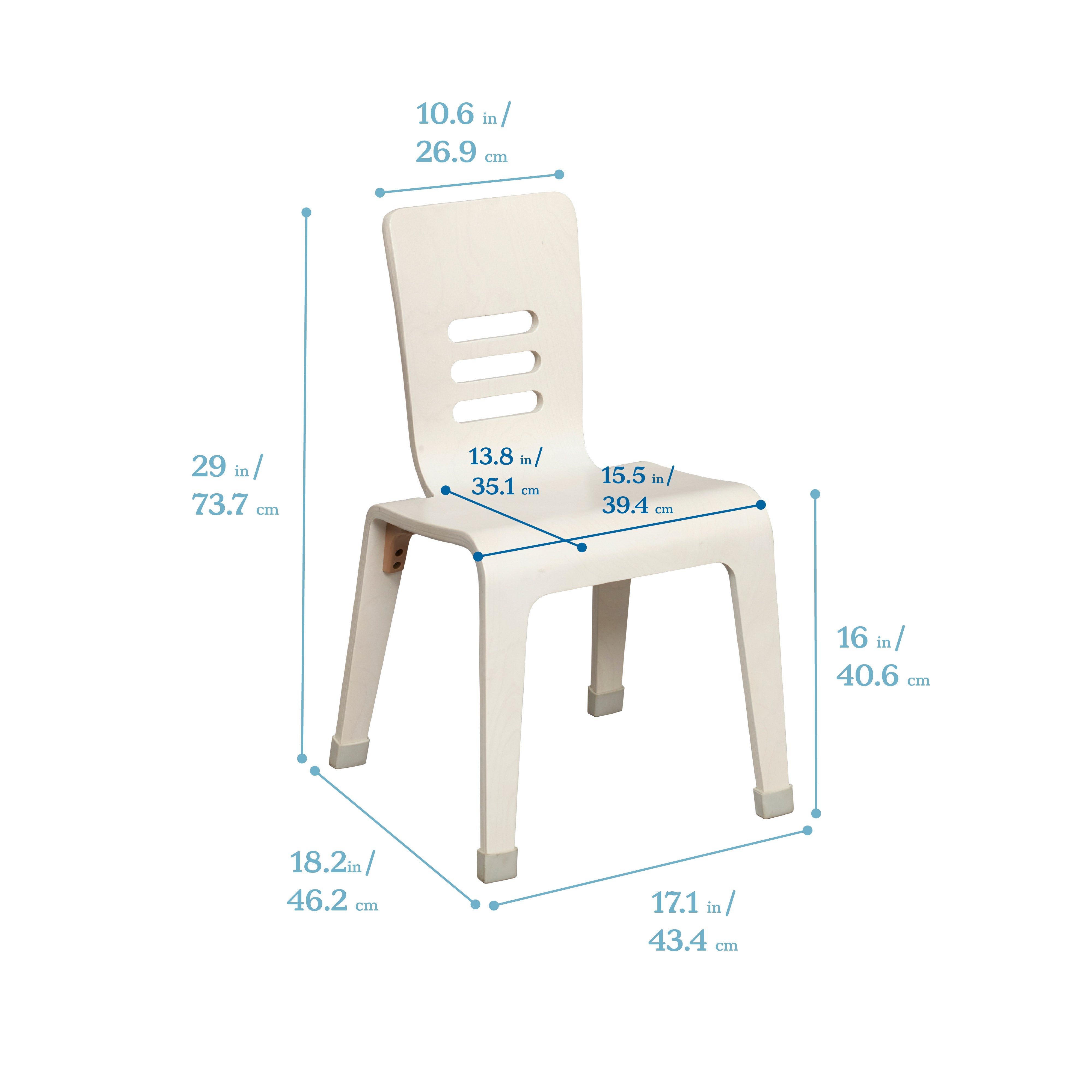 Bentwood Chair, 16in Seat Height, 2-Pack