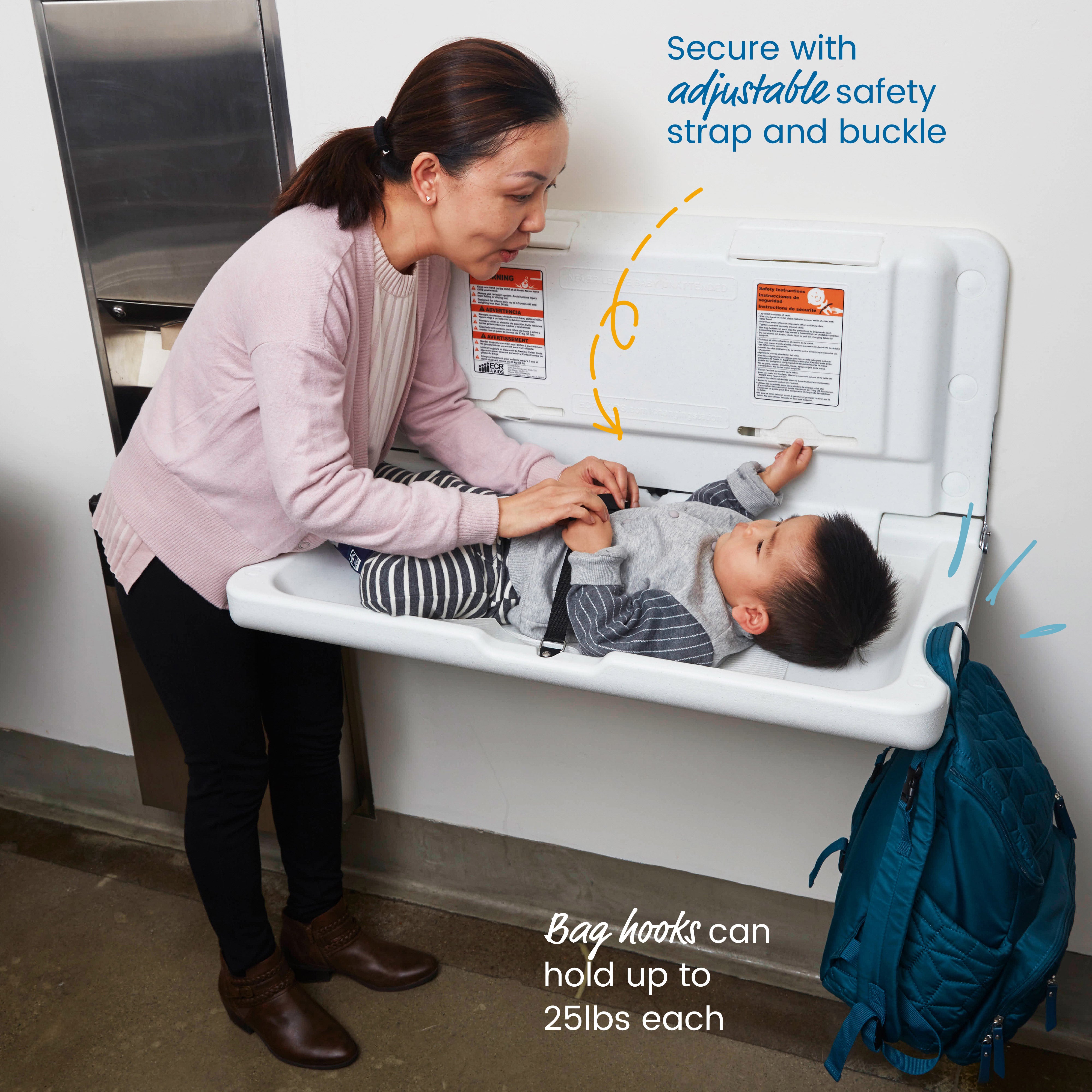 Horizontal Wall-Mounted Diaper Changing Station