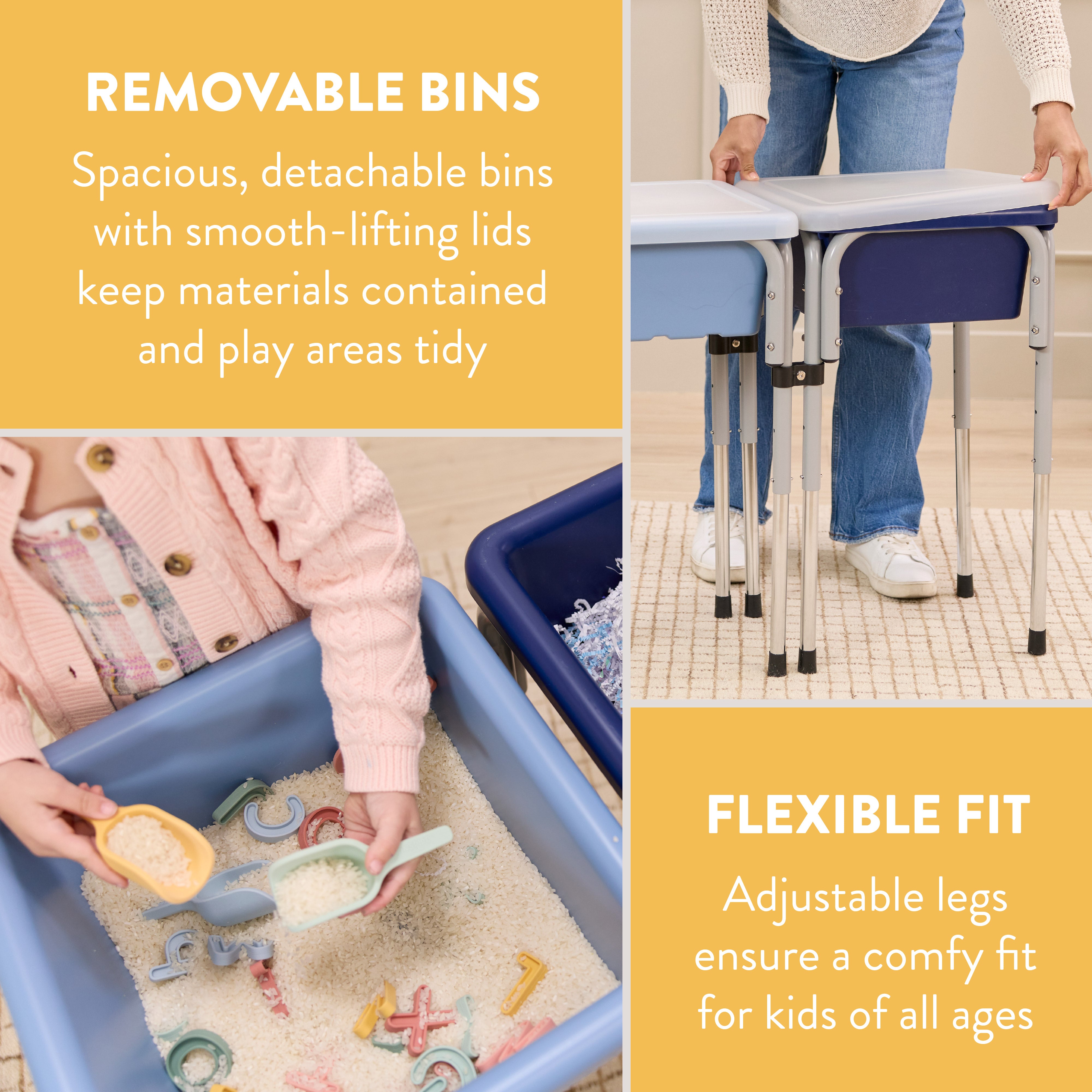 Adjustable Double Sensory Table with Lids
