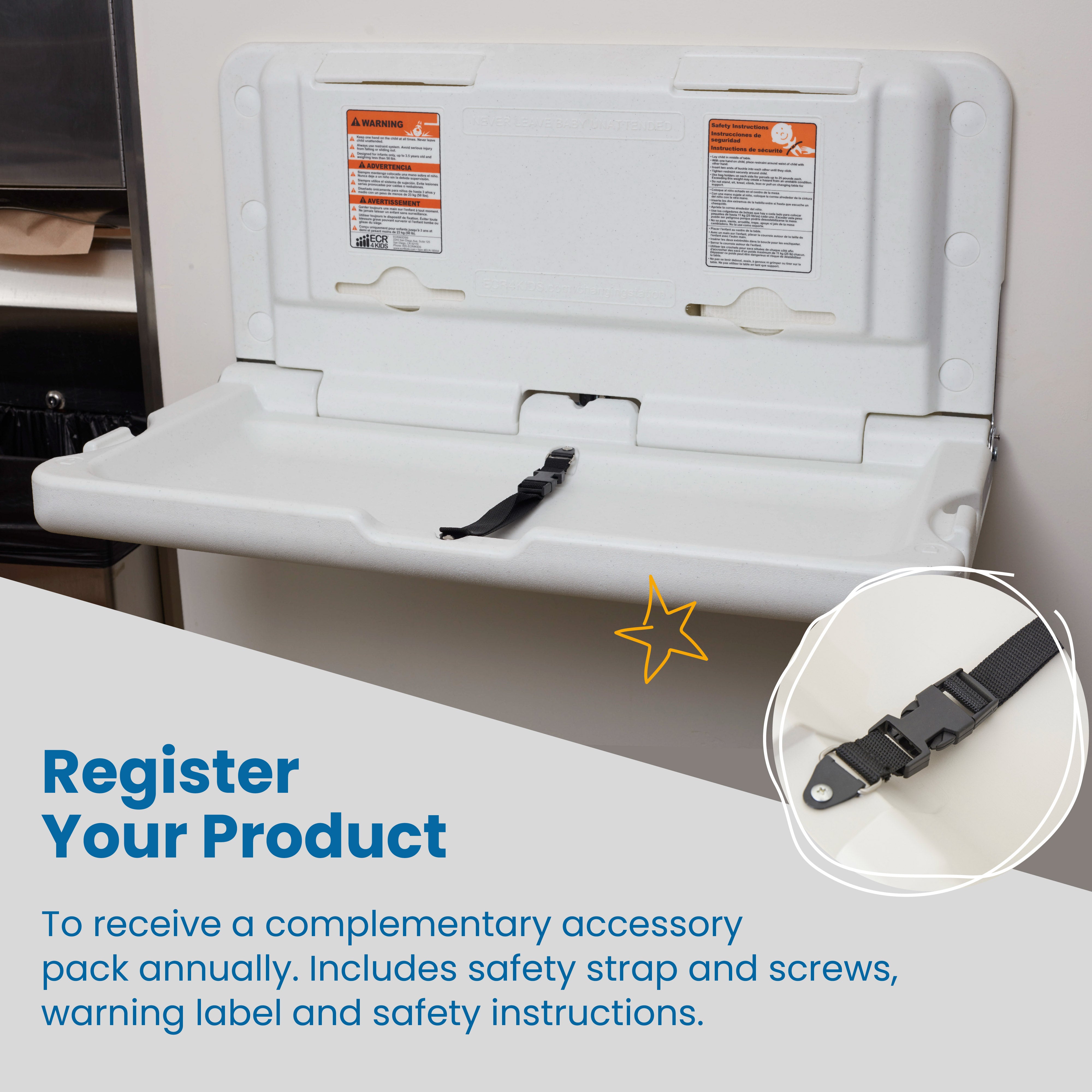 Horizontal Wall-Mounted Diaper Changing Station