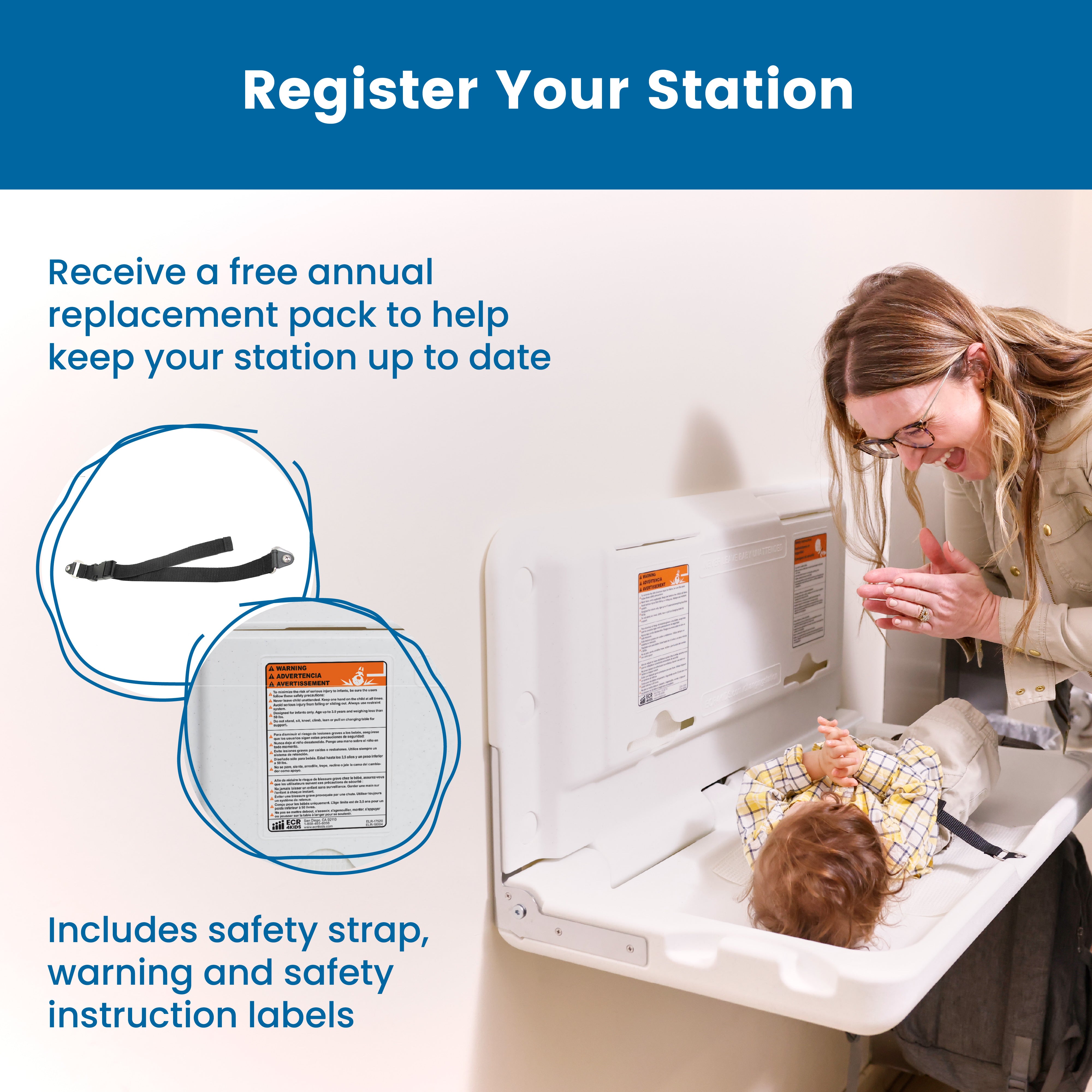 Horizontal Wall-Mounted Diaper Changing Station