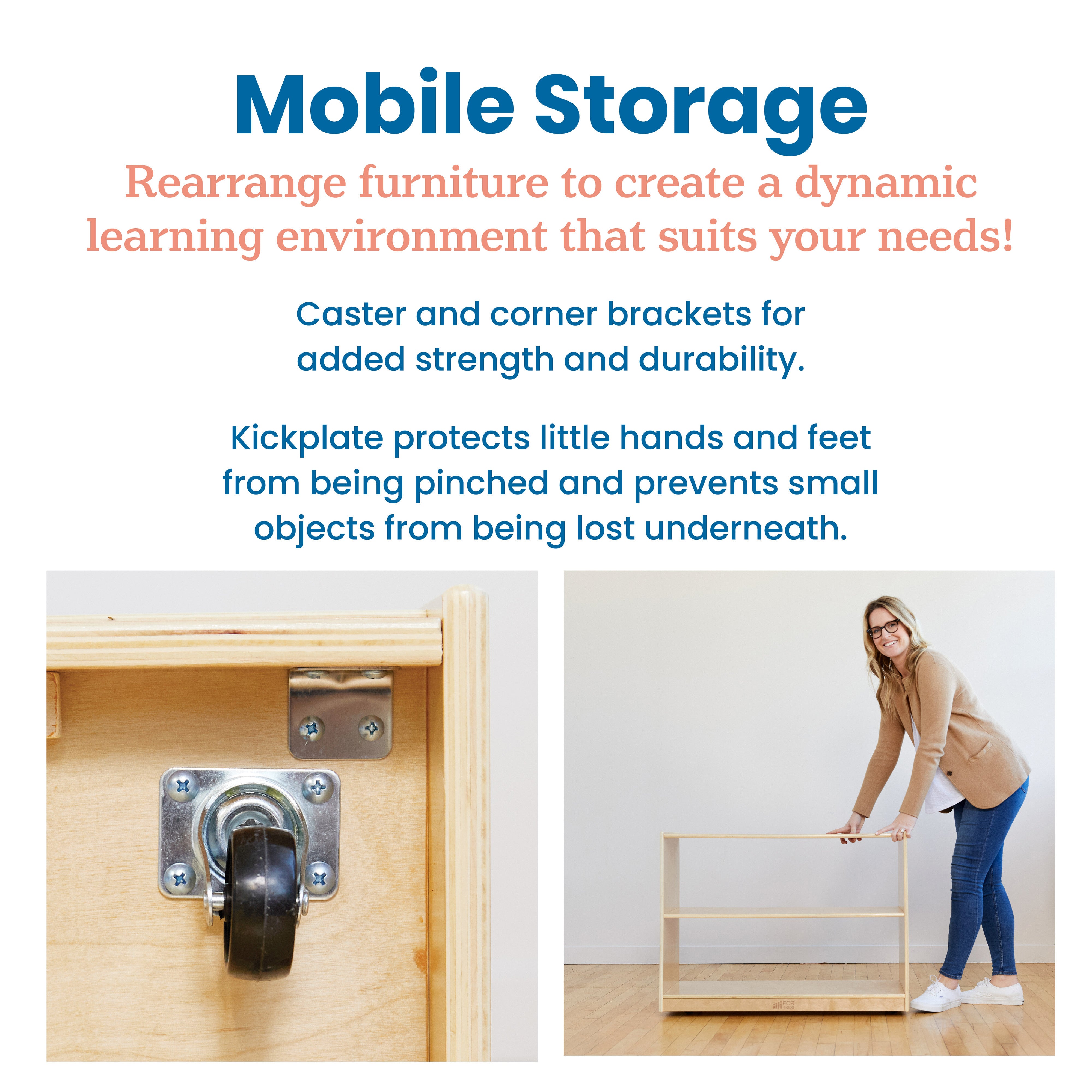 2-Shelf Mobile Island Storage Cabinet