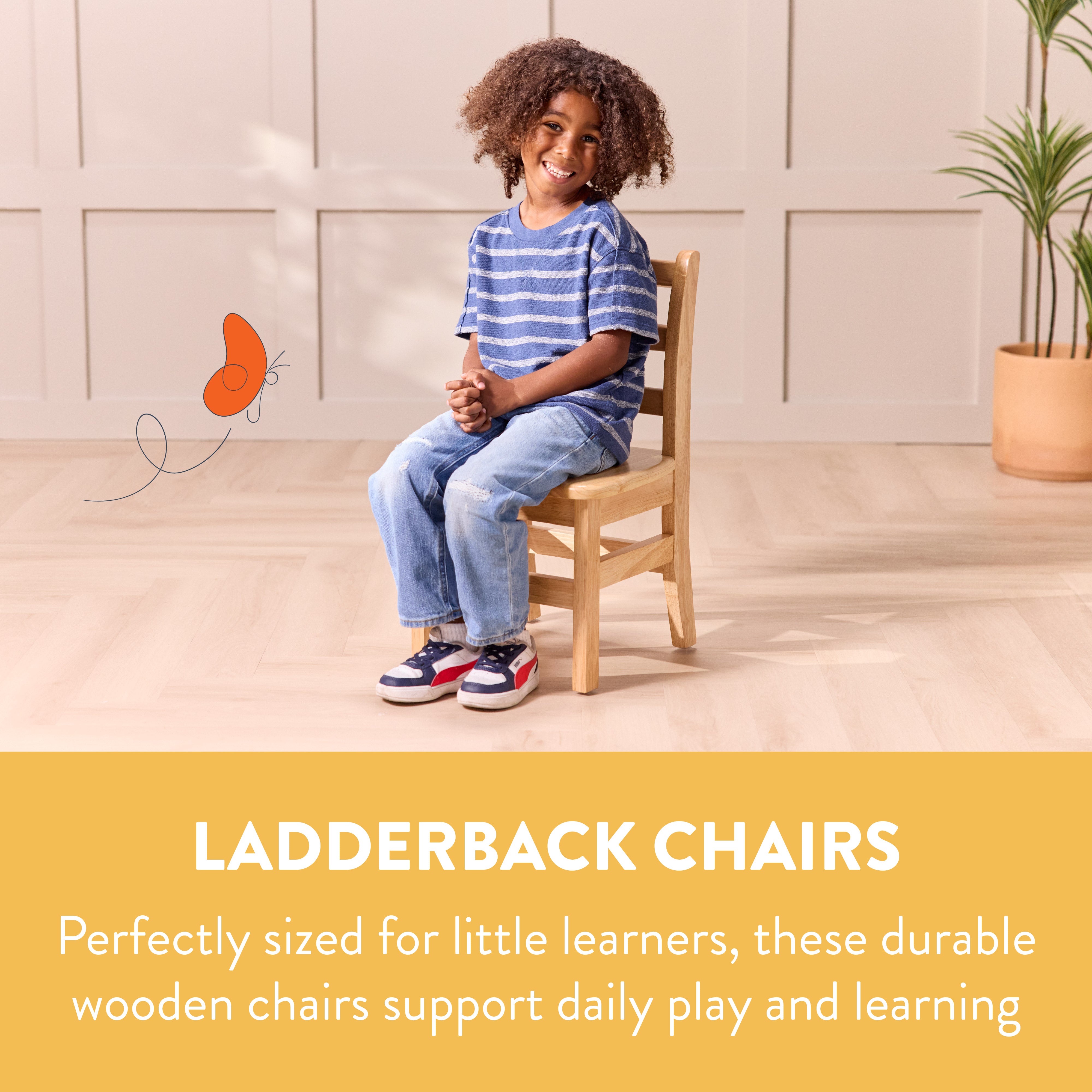 Wooden Ladderback Chairs, 2-Pack