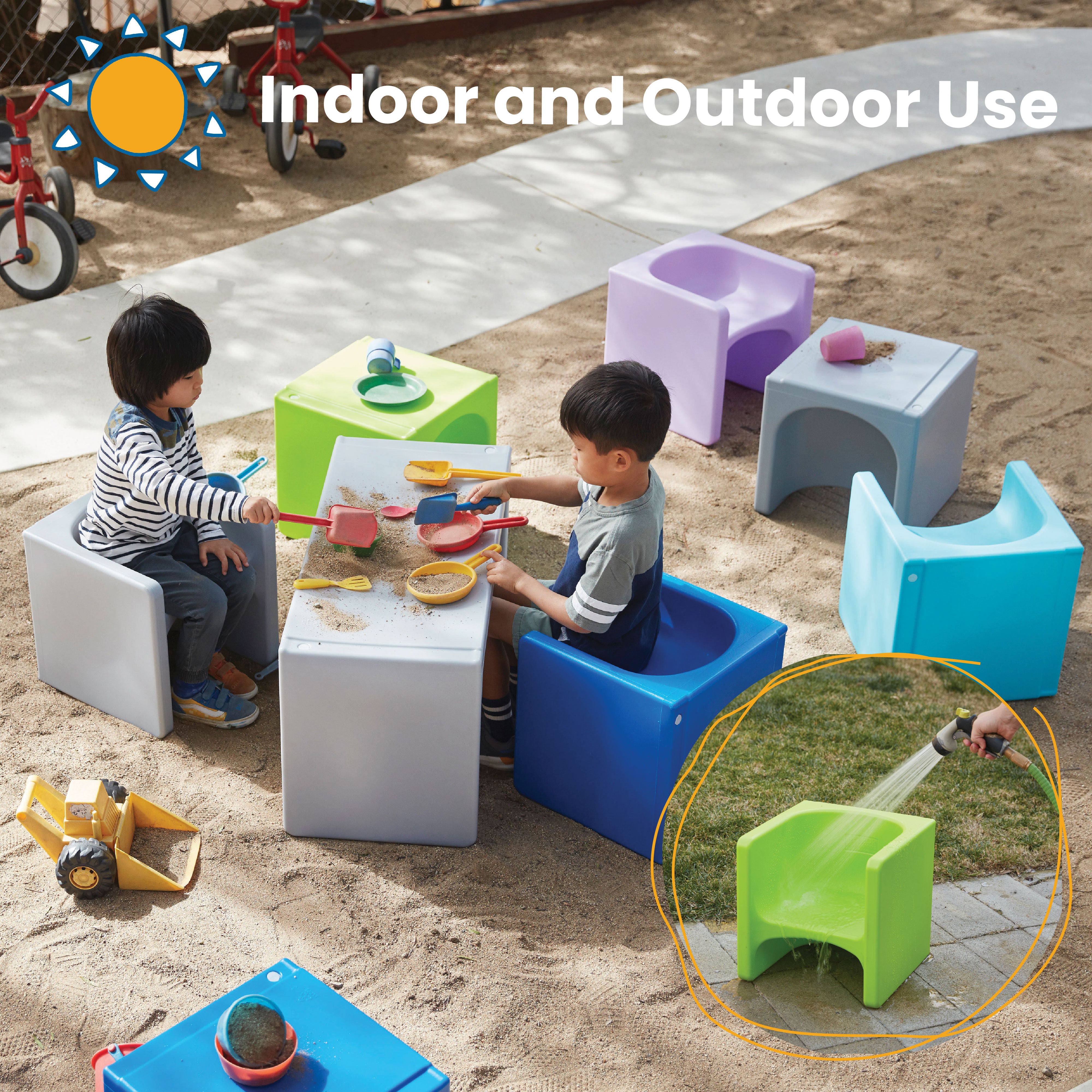 Tri-Me Table and Cube Chair Set, 3-Piece