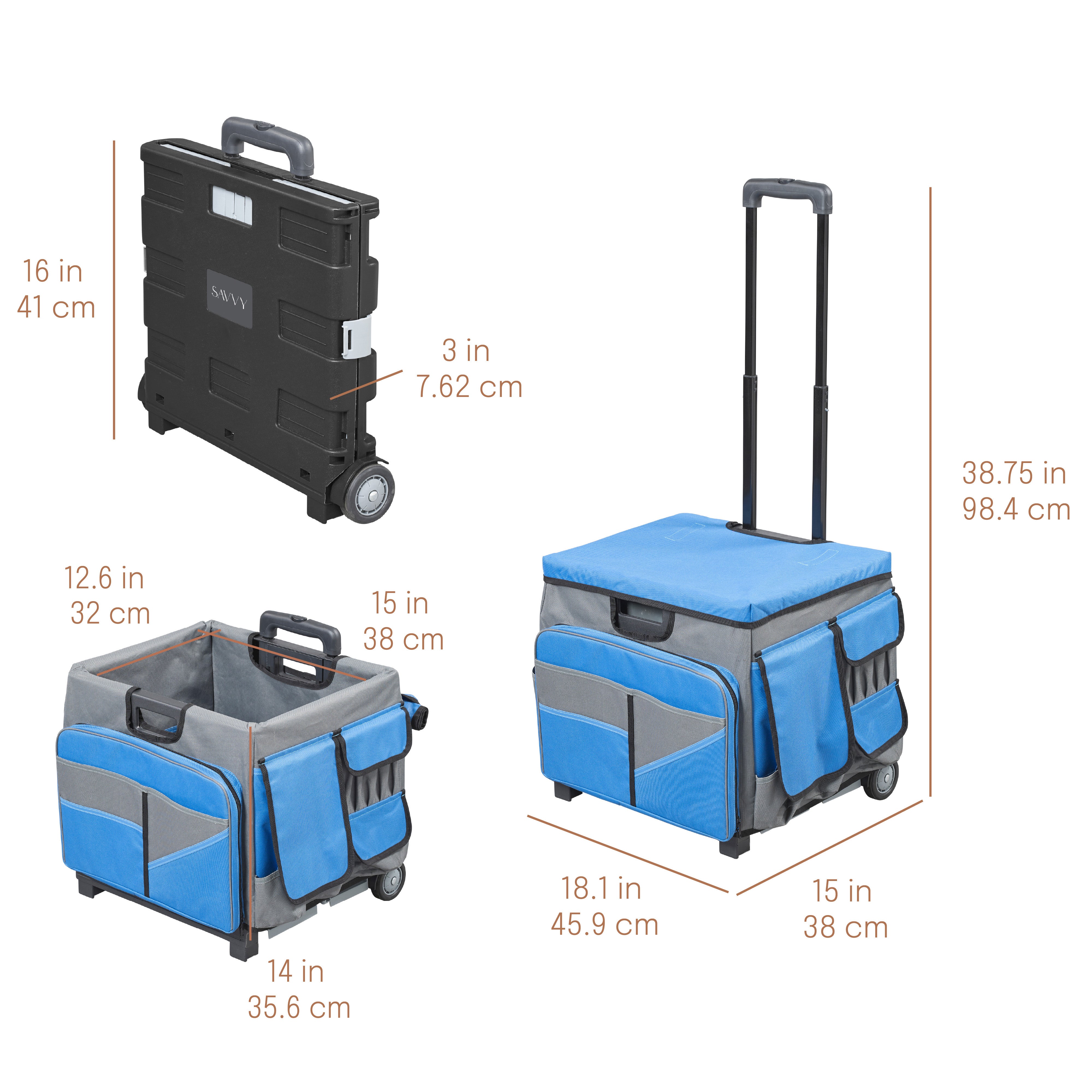 Mobile Folding Utility Cart with Canvas Storage Organizer Bag