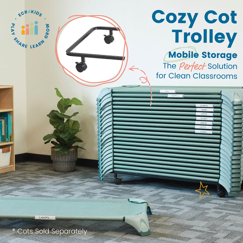 Cozy Cot Trolley, Lightweight Mobile Cot Storage Cart for School