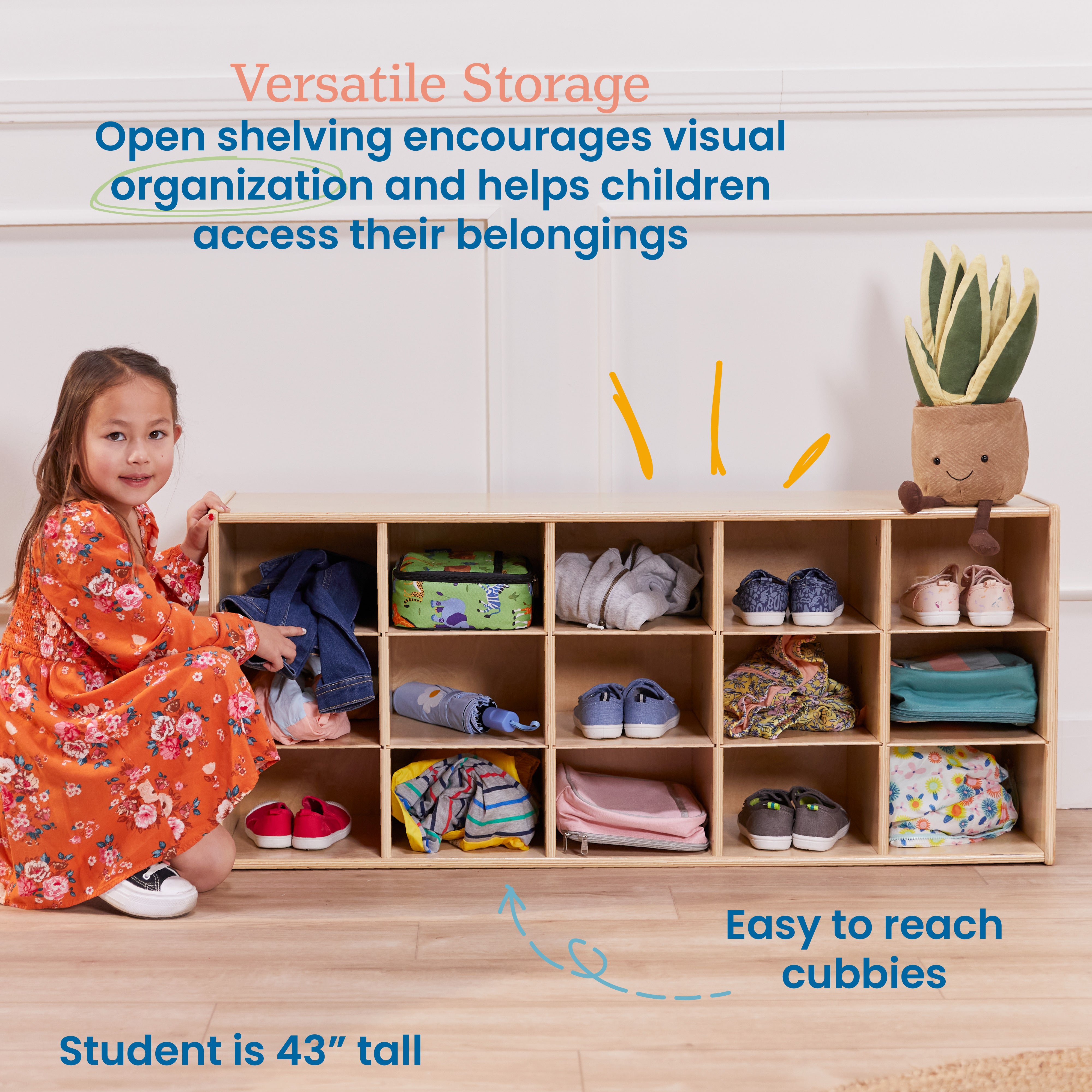 Streamline 15 Cubby Tray Storage Cabinet, 3x5