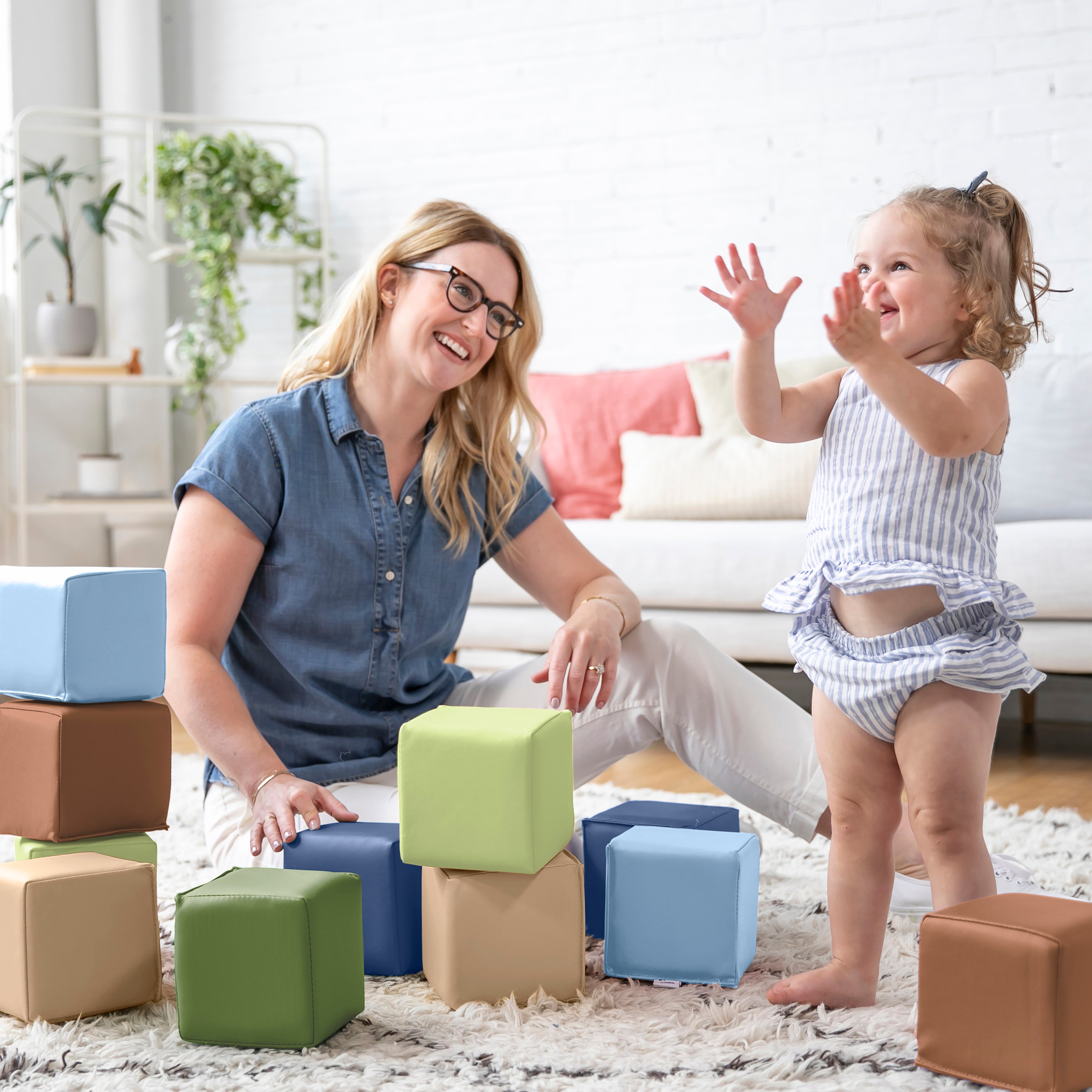 Patchwork Toddler Stacking Blocks, 12-Piece